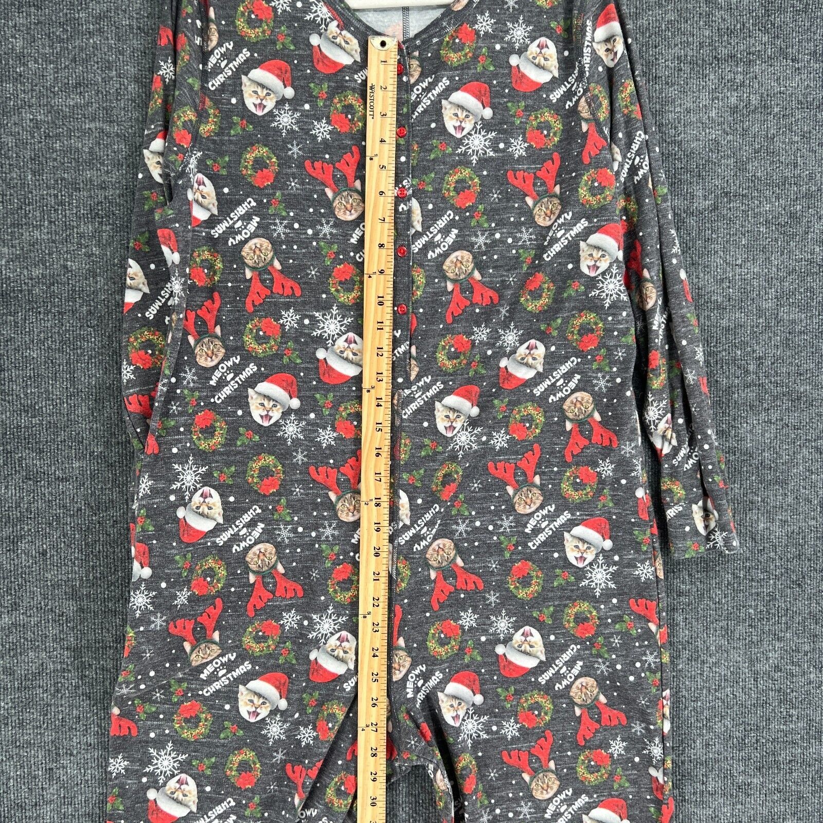 Fruit Of The Loom Fruit of the Loom Union Suit Christmas Cat Pajamas Womens 2X Size ONE SIZE - 11 Thumbnail