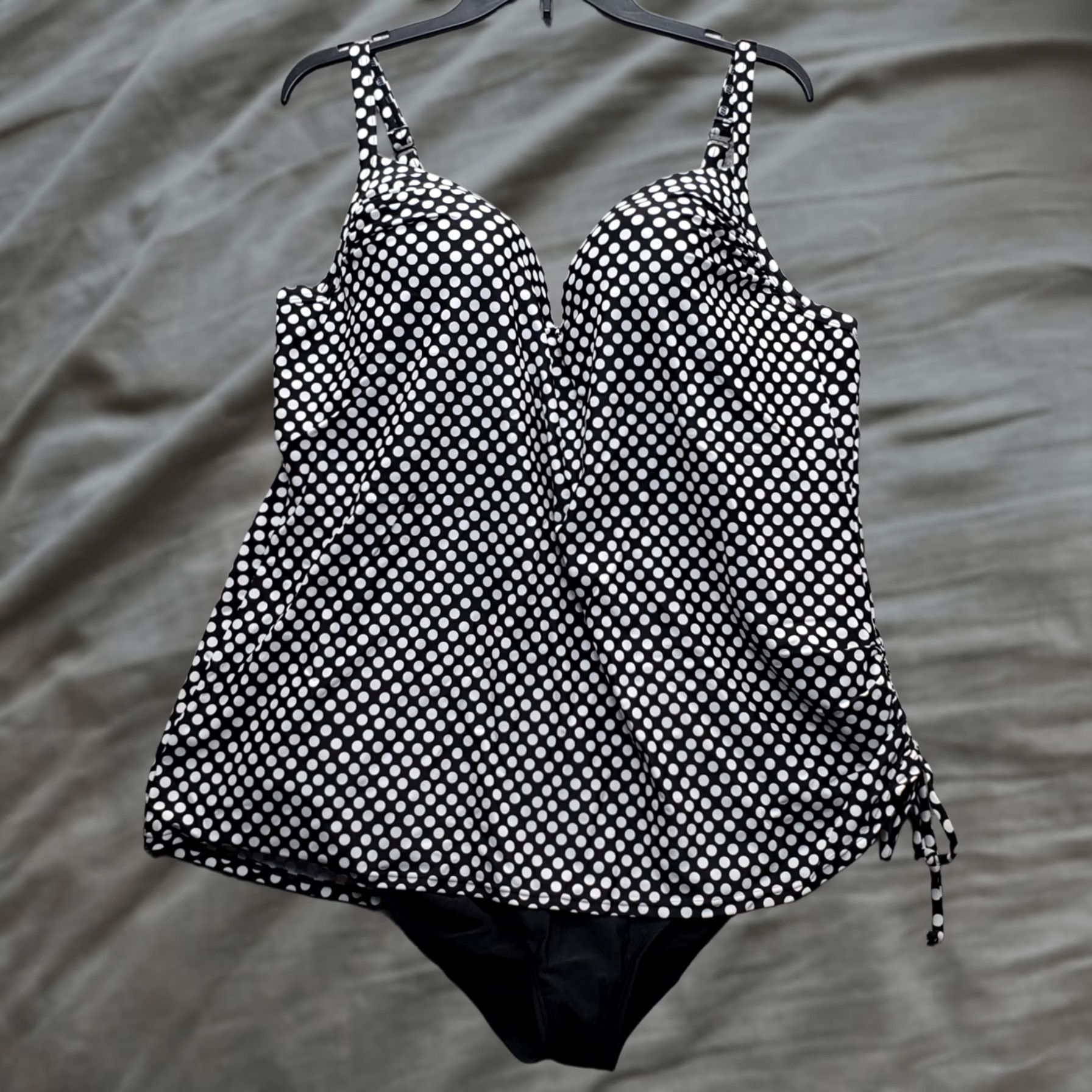 Vintage Lane Bryant Swimsuit Womens 20 Multi Polka Dot Sweetheart Ruched Side 1 Piece Size ONE SIZE - 1 Thumbnail
