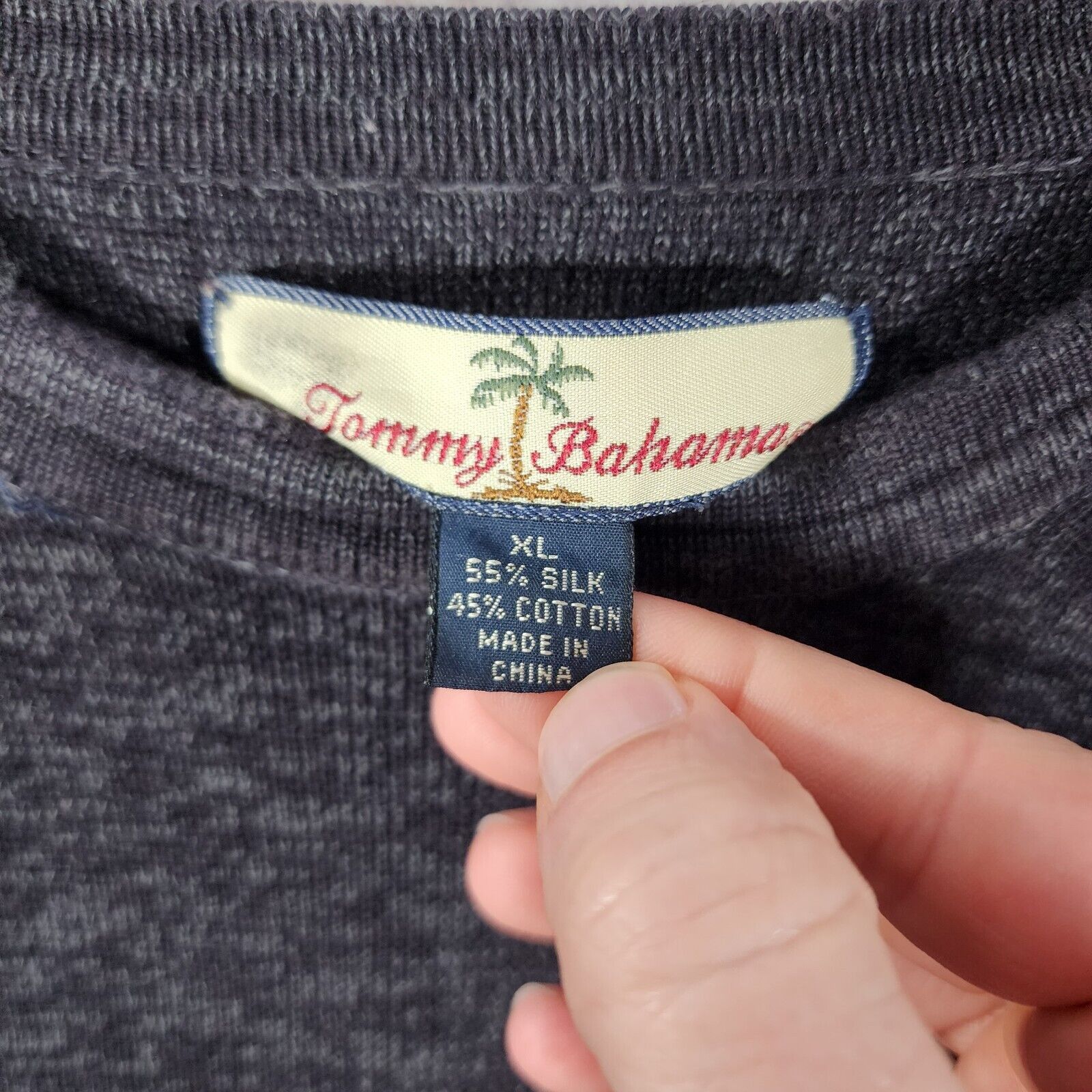 Tommy Bahama Tommy Bahama Sweater Mens XL Gray Crew Silk Cotton Blend Size US XL / EU 56 / 4 - 4 Thumbnail