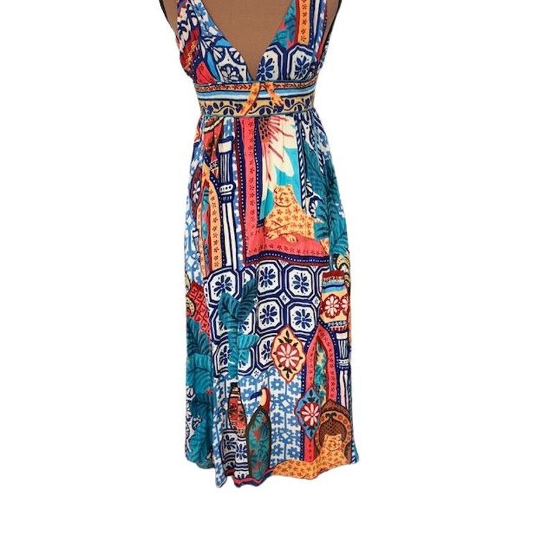 Farm Rio Farm Rio Sleeveless Forest Tiles V-Neck Midi Dress – Size XS Size XS / US 0-2 / IT 36-38 - 7 Thumbnail