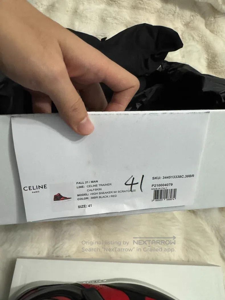 Celine CELINE Black and Red Logo High Top Sneakers Size US 8 / EU 41 - 8 Thumbnail