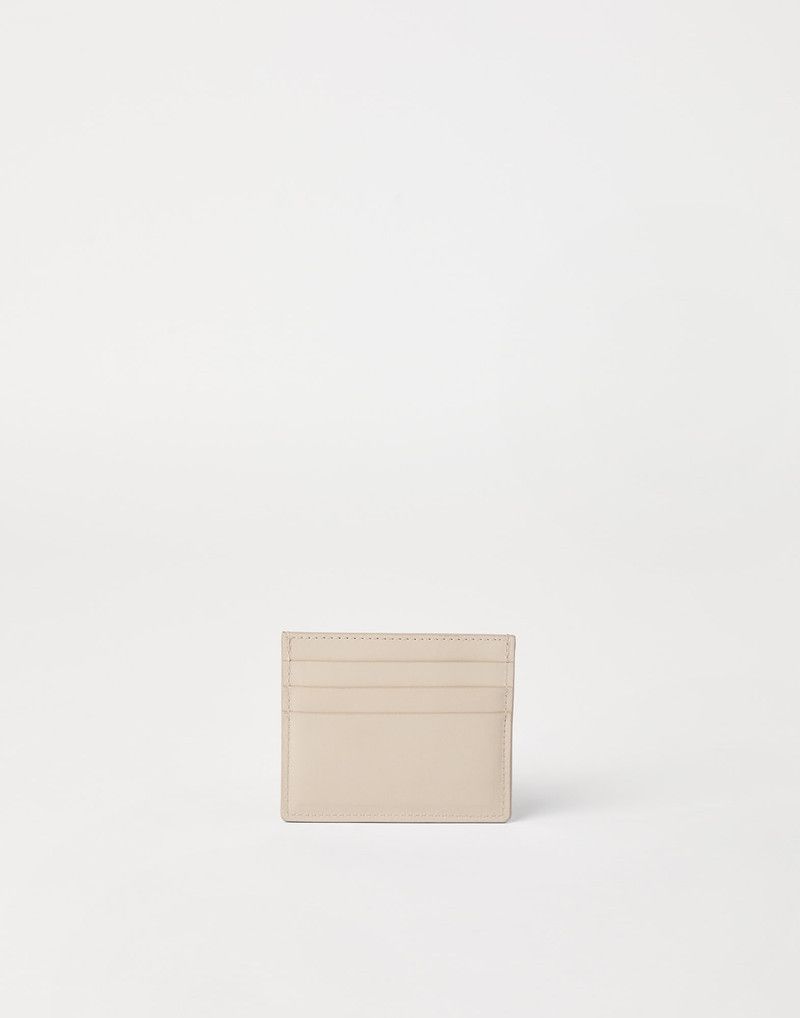 Brunello Cucinelli o1la1rc1a0326 Size: OS / Grained Calfskin Card Case in Beige Size ONE SIZE - 2 Thumbnail
