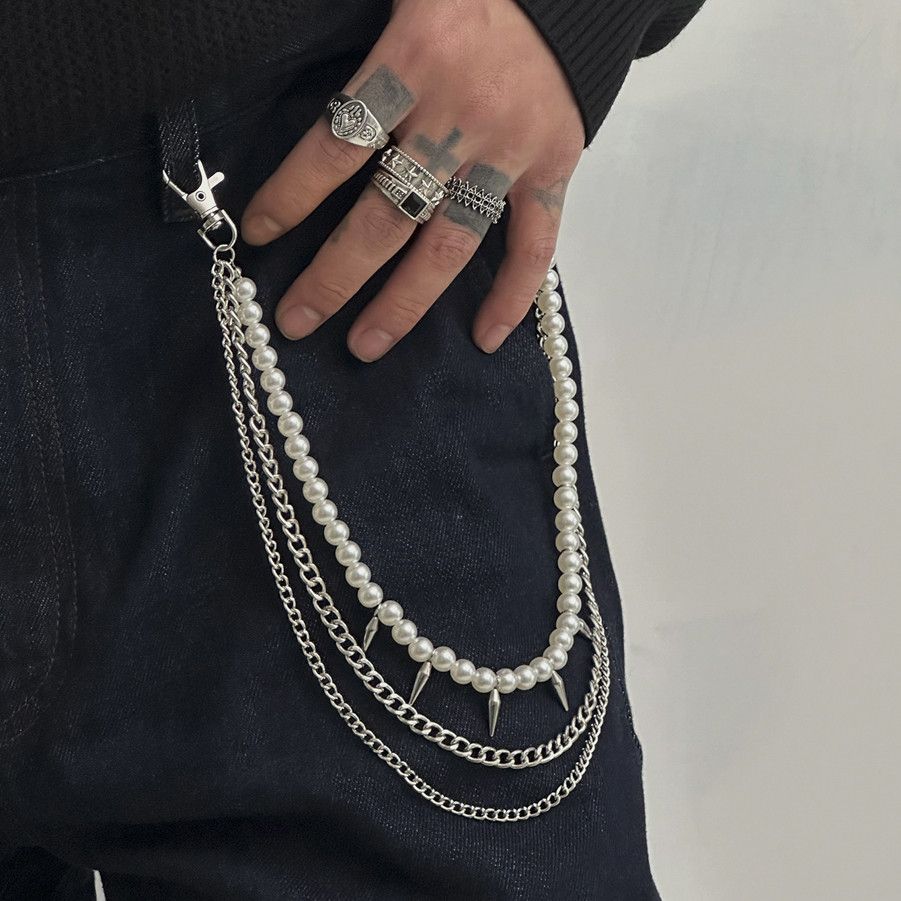 Other Punk Metal Pearl Bead Pants Chain Size ONE SIZE - 3 Thumbnail