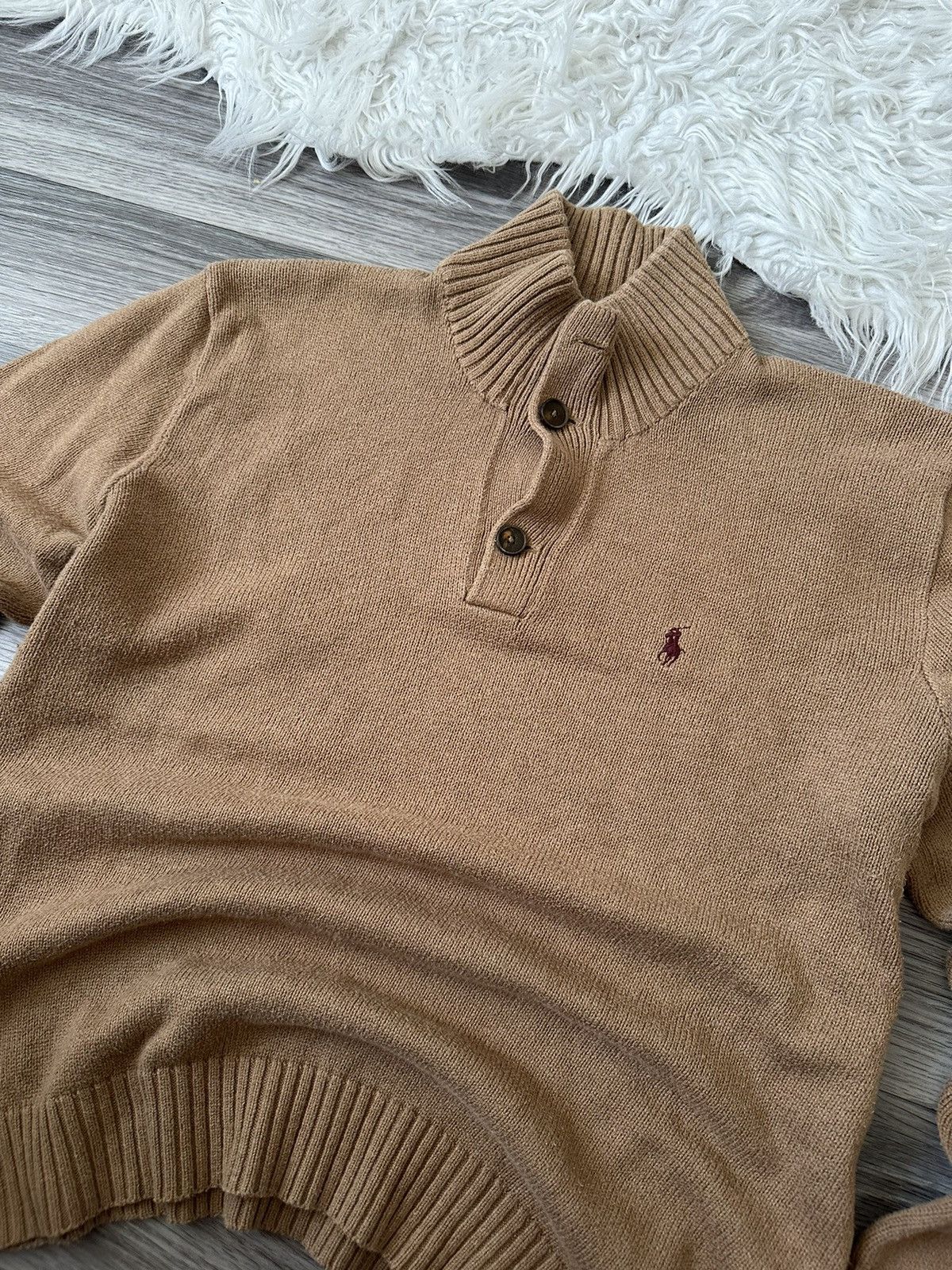 Polo Ralph Lauren Polo Ralph Lauren Beige Heavy Knit 1/4 Sweater oldmoney Size US L / EU 52-54 / 3 - 4 Thumbnail