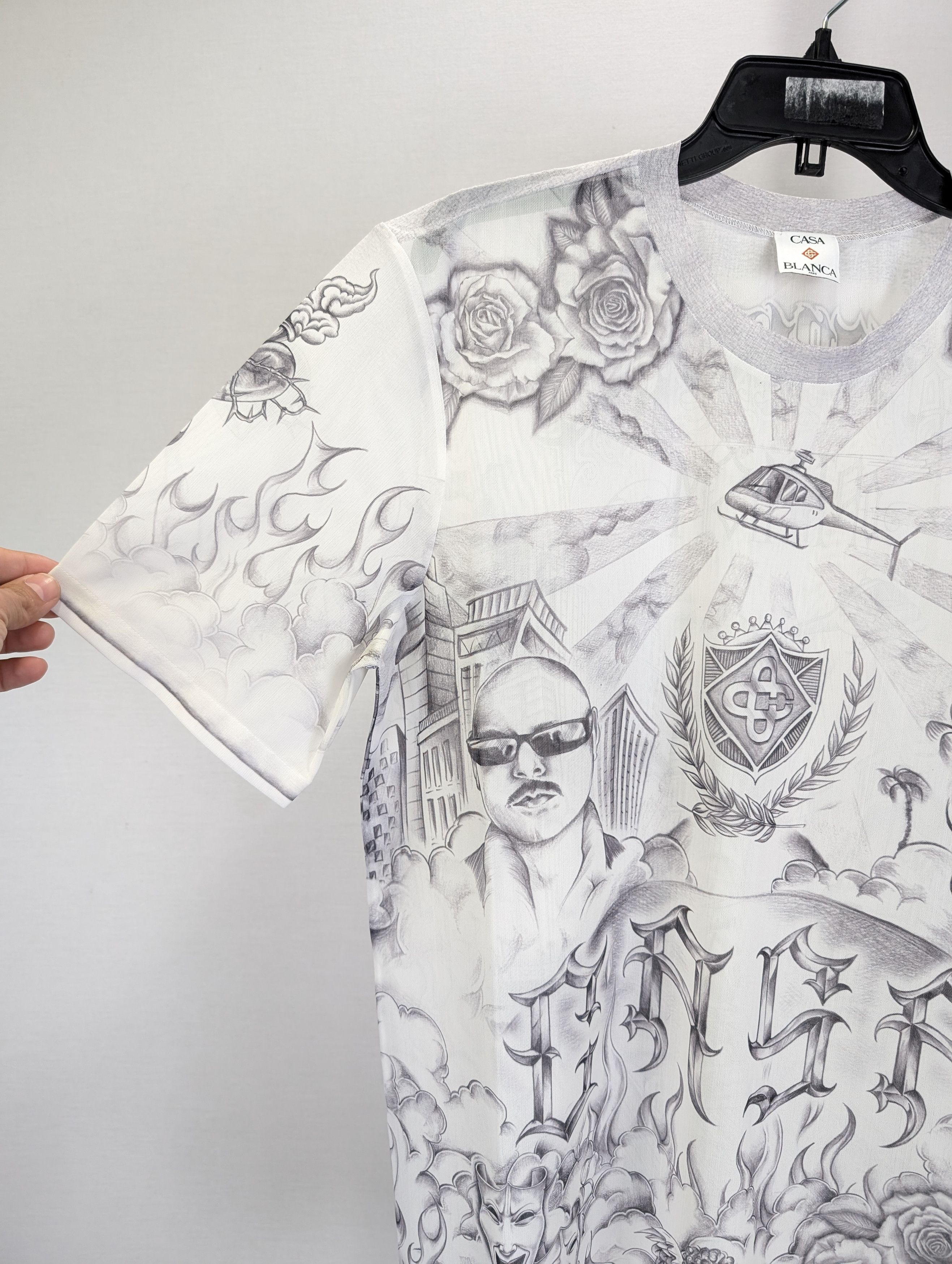 Casablanca o1rshd1 DUP / Printed Crewneck Short Sleeve Mesh Top Tattoo Size US M / EU 48-50 / 2 - 7 Thumbnail
