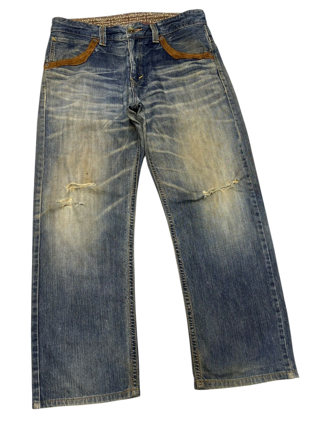 Kapital EDWIN COWBOY RUSTY MUD WASH BAGGY DISTRESSED DENIM JEANS Size US 36 / EU 52 - 3 Thumbnail