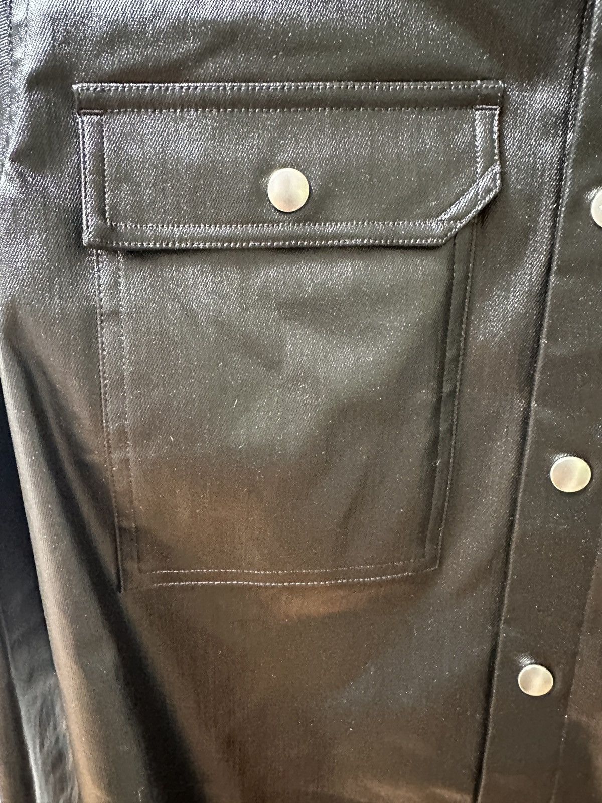 Rick Owens Black Porterville Coated Denim Shirt - 48 Size US M / EU 48-50 / 2 - 4 Thumbnail