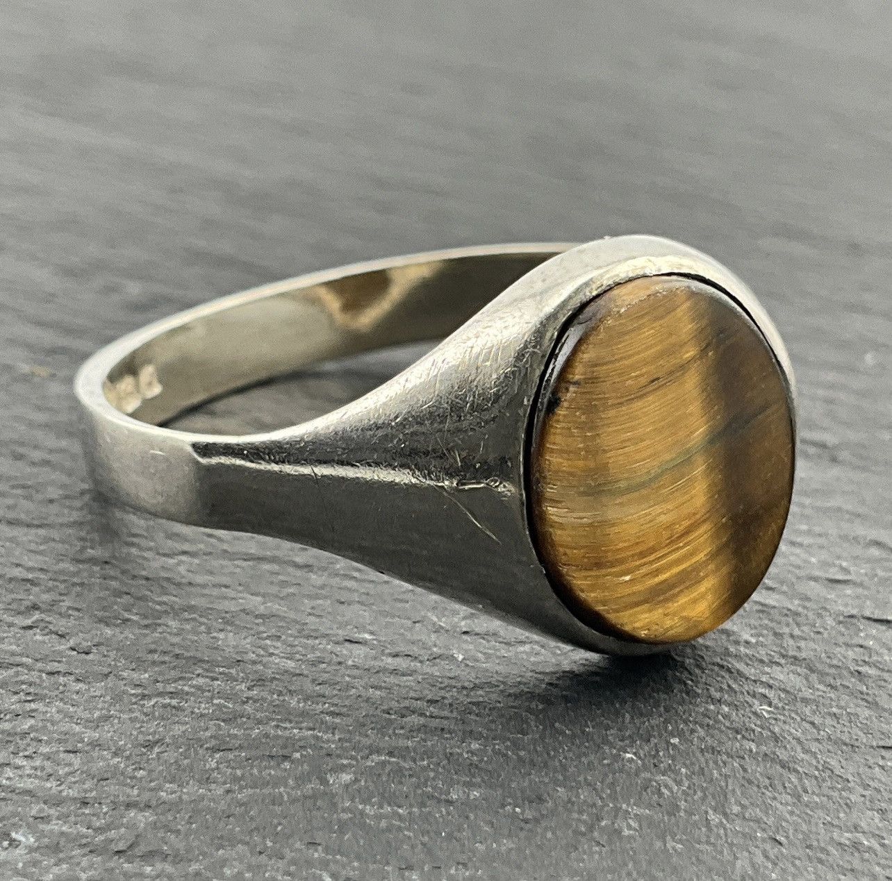 Vintage Vintage Tigers Eye Sterling Silver Signet Ring, UK Size Z, US Size 12 1/2, EU Size 68 Size ONE SIZE - 3 Thumbnail