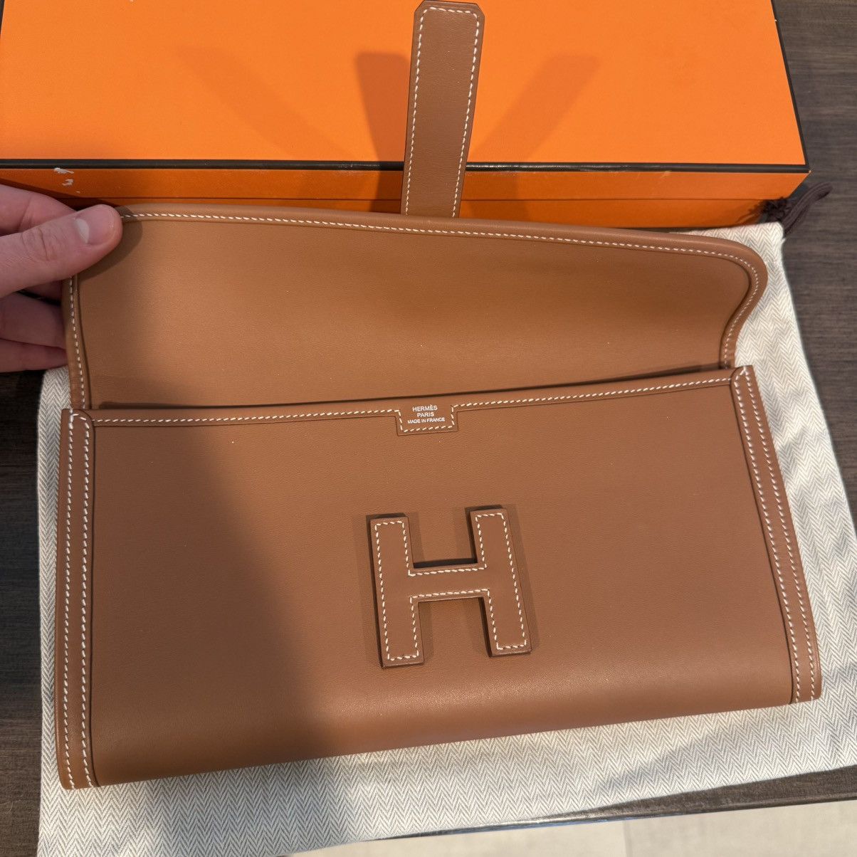 Hermes Hermes Jige Elan 29 Gold Clutch Bag Swift Calfskin Leather Size ONE SIZE - 9 Thumbnail