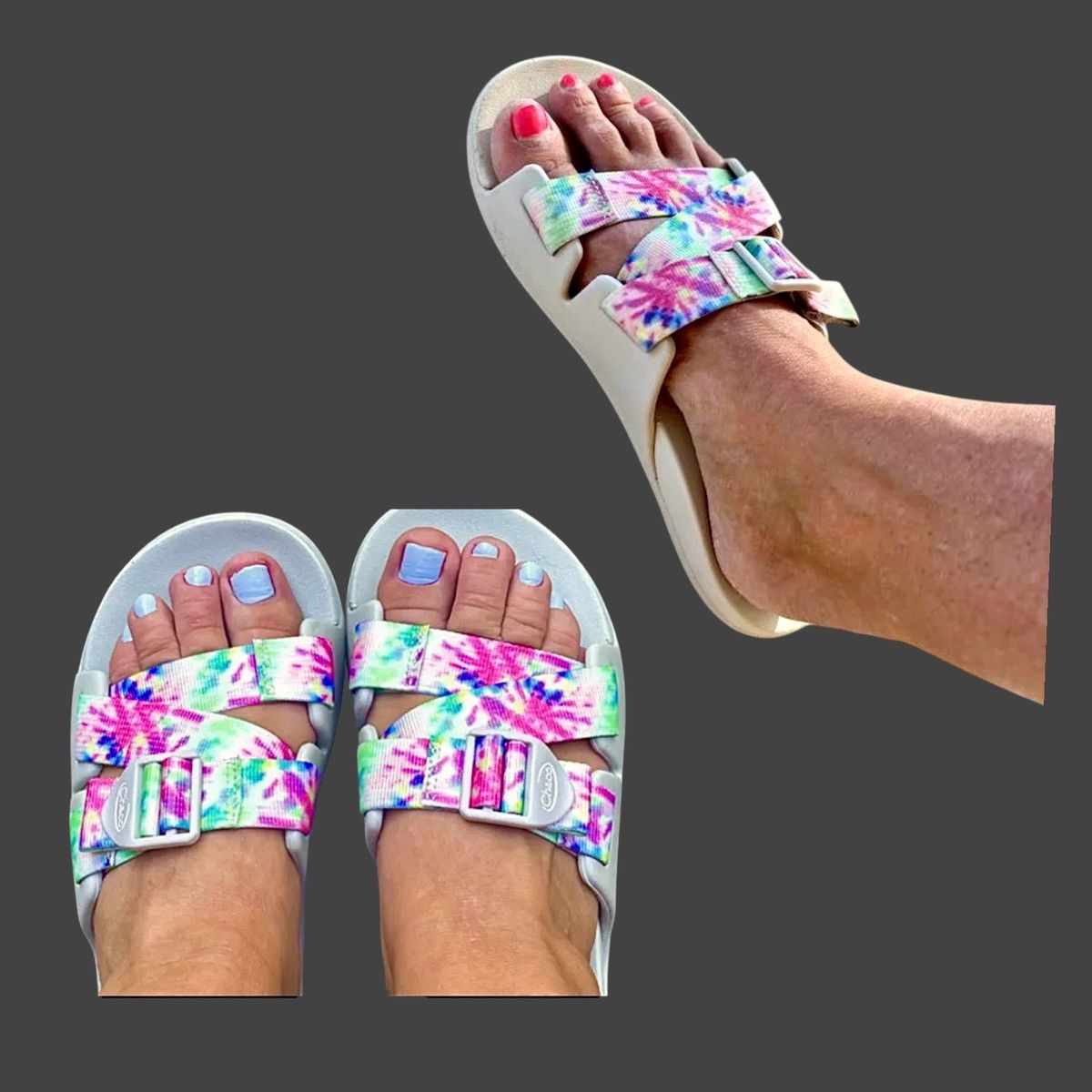 Chaco Chaco Women’s Chillos Tie Dye Slide Multicolor Sandals Sz 7 Size US 7 / IT 37 - 4 Thumbnail