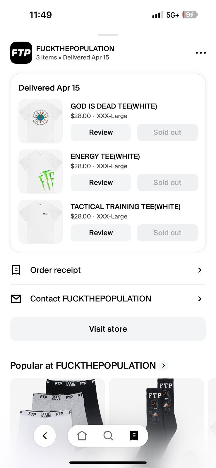 Fuck The Population × G59 Records × Supreme Ftp monster Size US XXL / EU 58 / 5 - 4 Thumbnail