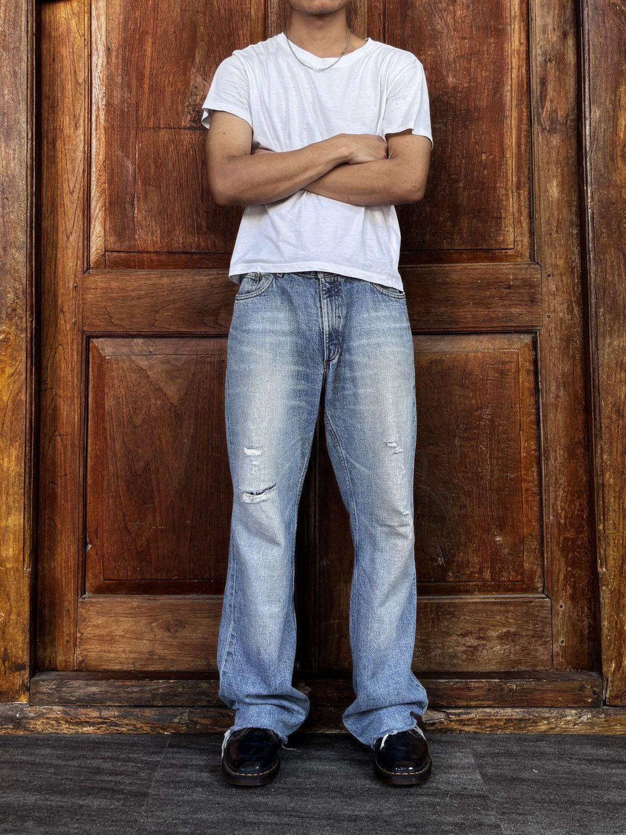 W&LT Distressed Baggy Denim Jeans Size US 33 - 1 Thumbnail