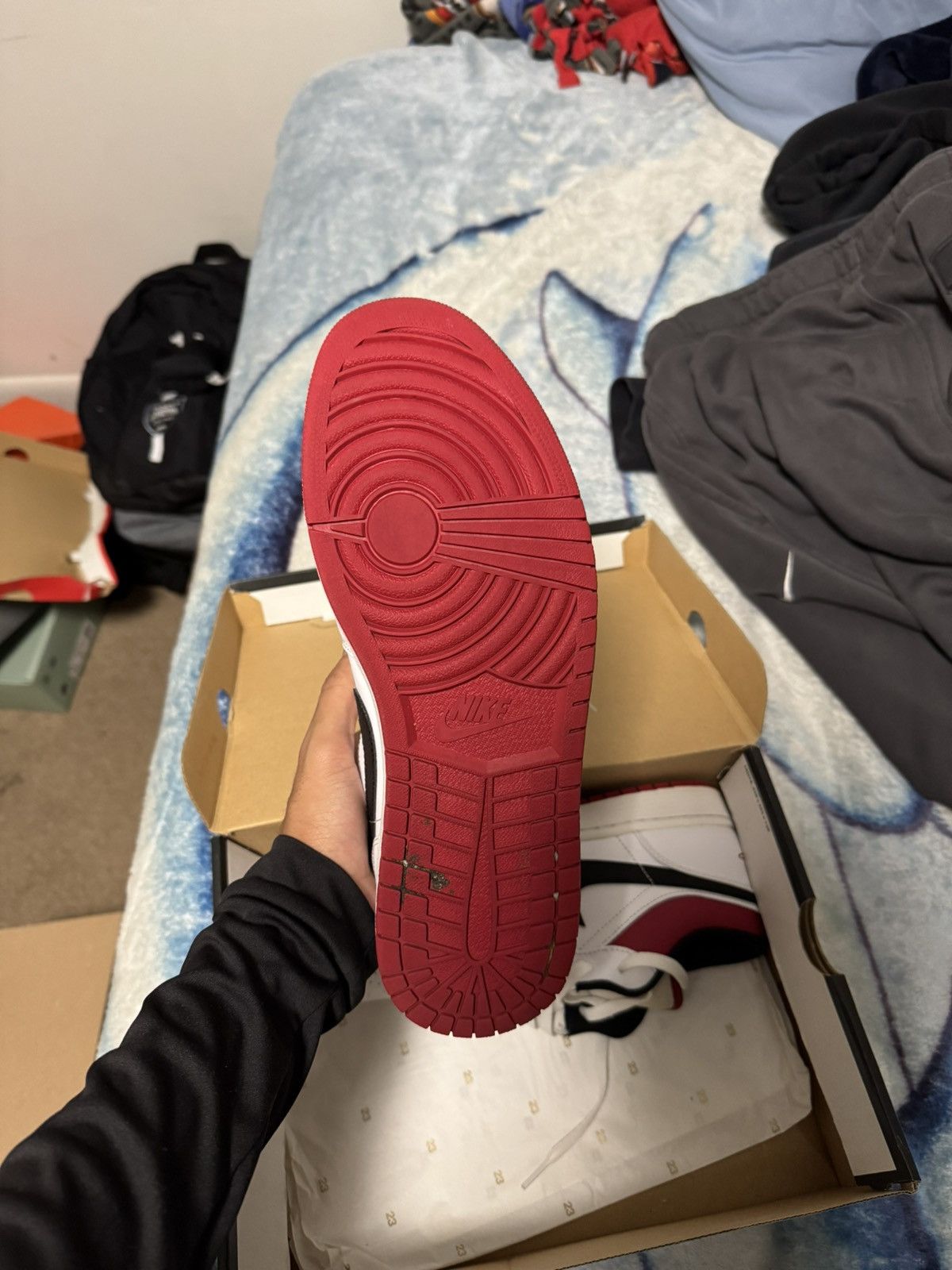 Jordan Brand Jordan 1 Low White University Red Size US 12 / EU 45 - 7 Thumbnail