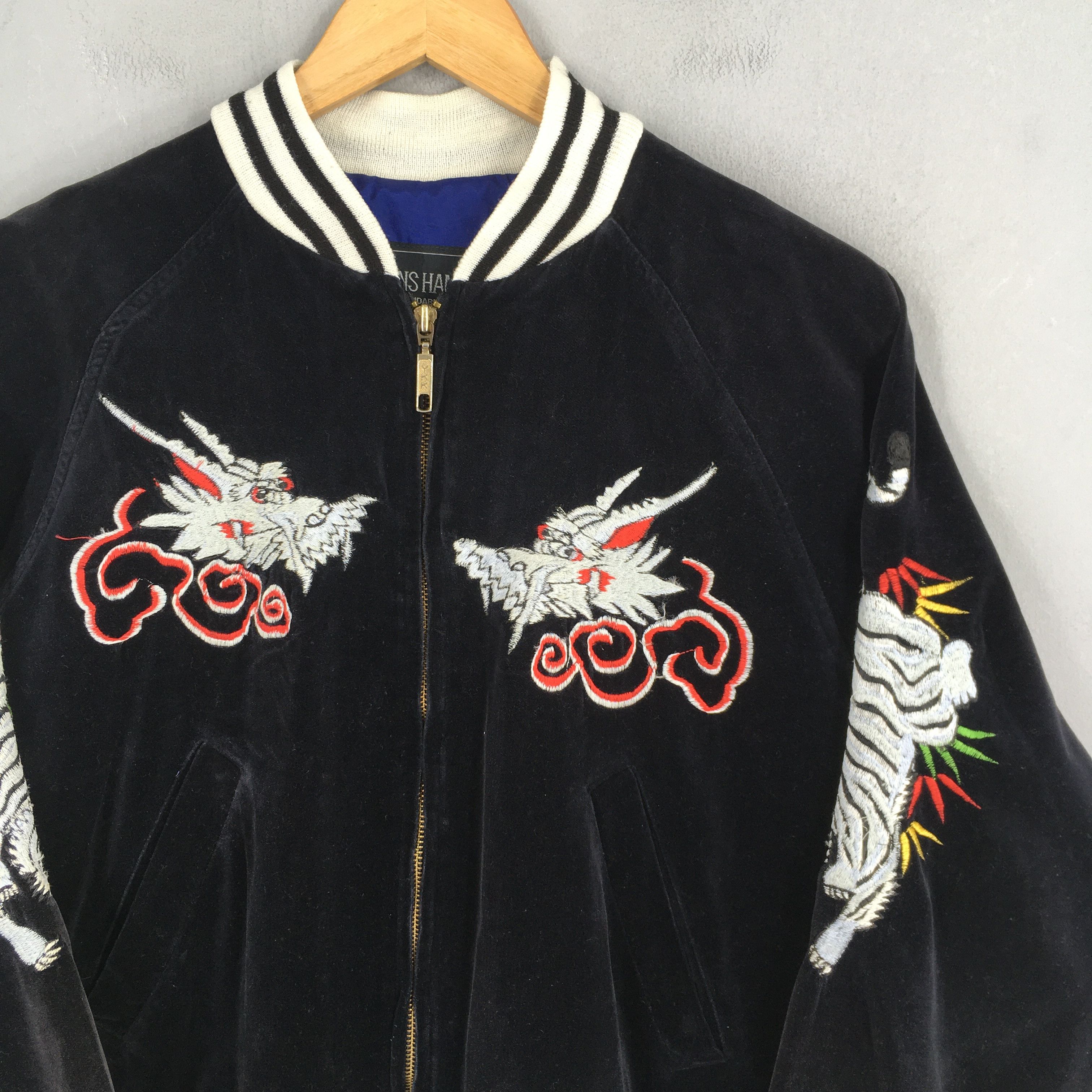 Vintage Vintage Sukajan Dragon Velvet Bomber Jacket Medium Size US M / EU 48-50 / 2 - 4 Thumbnail