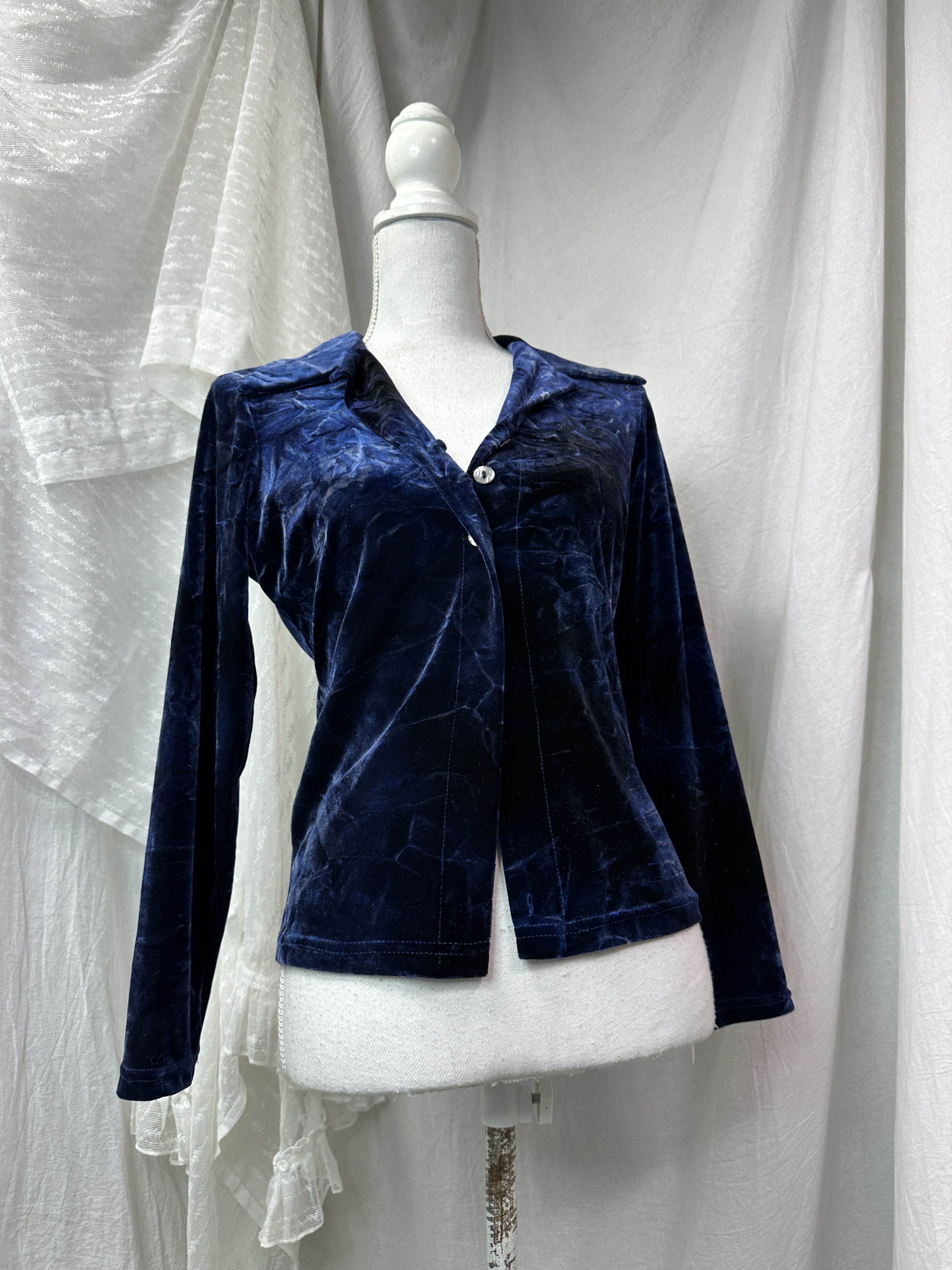 Other Vintage Velvet Avant Garde Midnight Blue Blazer Y2K Size M / US 6-8 / IT 42-44 - 1 Thumbnail