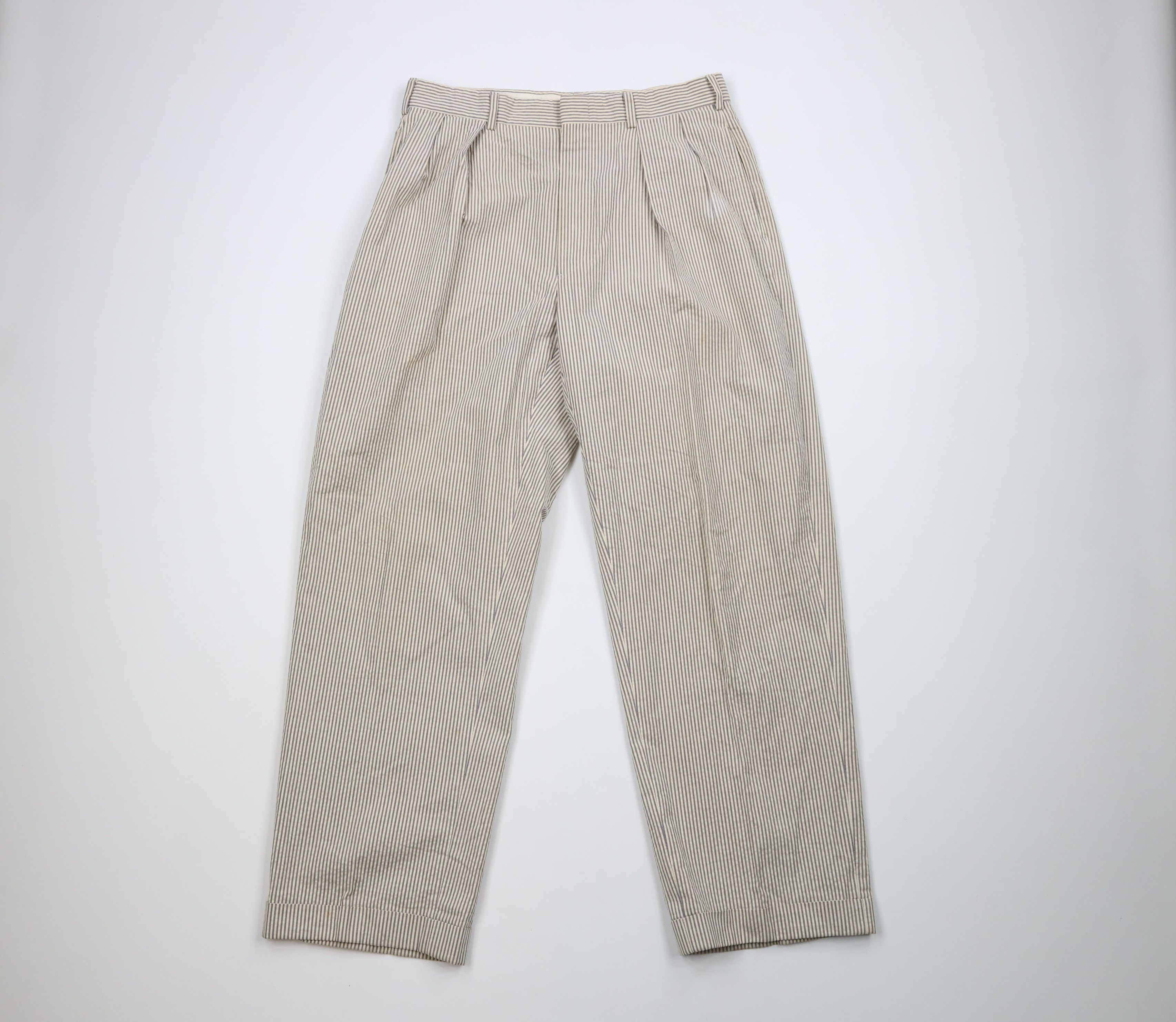 Vintage 70s Ralph Lauren Wide Leg Striped Seersucker Pants