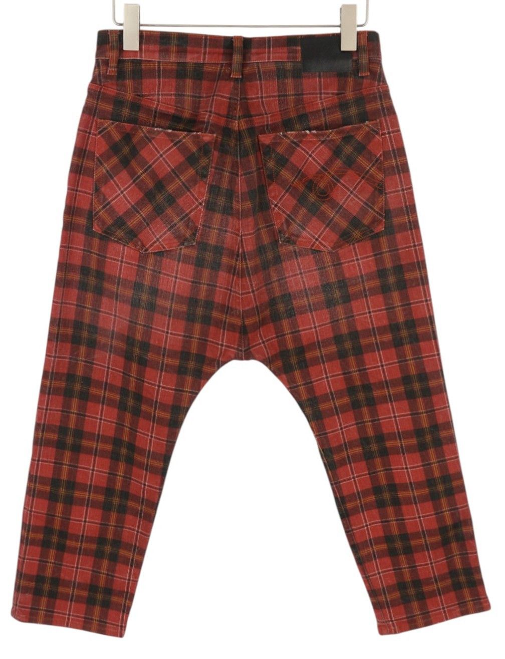 R13 TAILORED DROP 27 Ash Red Plaid Ankle Relaxed Fit 85769 Size 27" / US 4 / IT 40 - 4 Thumbnail