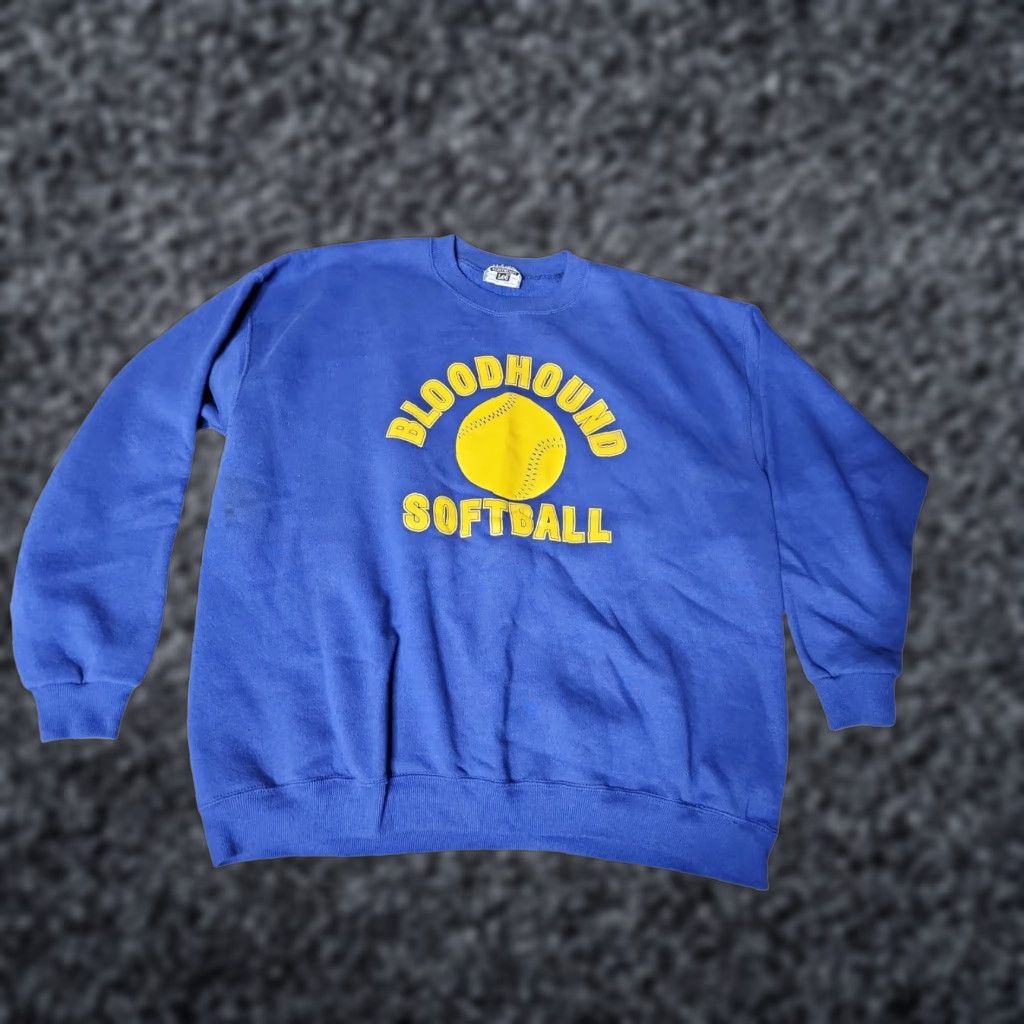 Lee VINTAGE Lee Mens 2XL Sweatshirt Bloodhounds Softball School Logo Fleece Pullover Fall Winter Blue Size US XXL / EU 58 / 5 - 1 Thumbnail