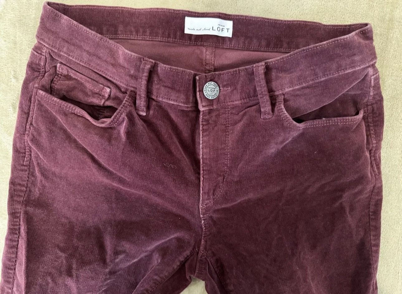 Loft AnnTaylorLoft Women’sCorduroyPants 29/8Curvy Skinny Burgundy Size 29" - 3 Thumbnail