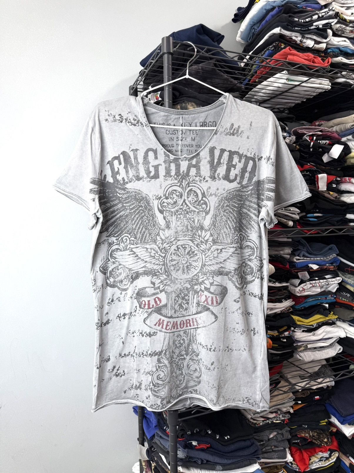 20471120 Vintage Y2K Old Memories Punk T Shirt Full Print Ed Hardy Size US M / EU 48-50 / 2 - 1 Thumbnail
