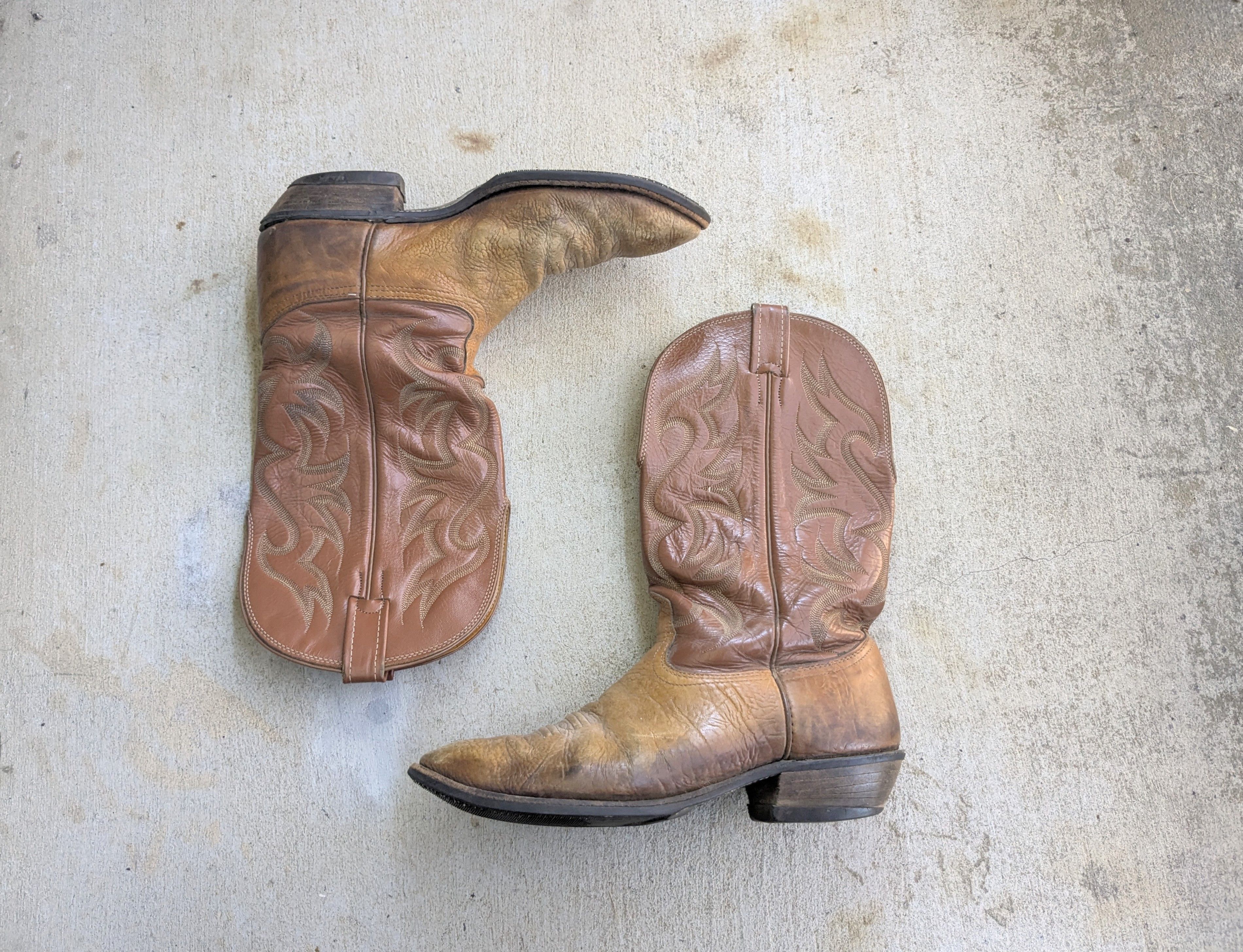 Nocona Cowboy Boots Brown Leather 12 D Leather USA
