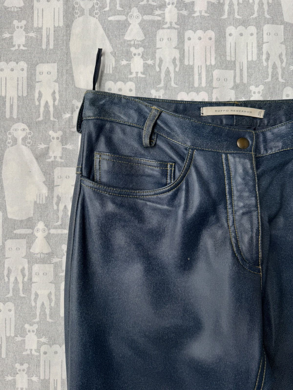 Ruffo Research Ruffo Research AW00 Trompe-L'Oeil Denim Leather Jeans Size 24" / US 00 / IT 34 - 2 Thumbnail