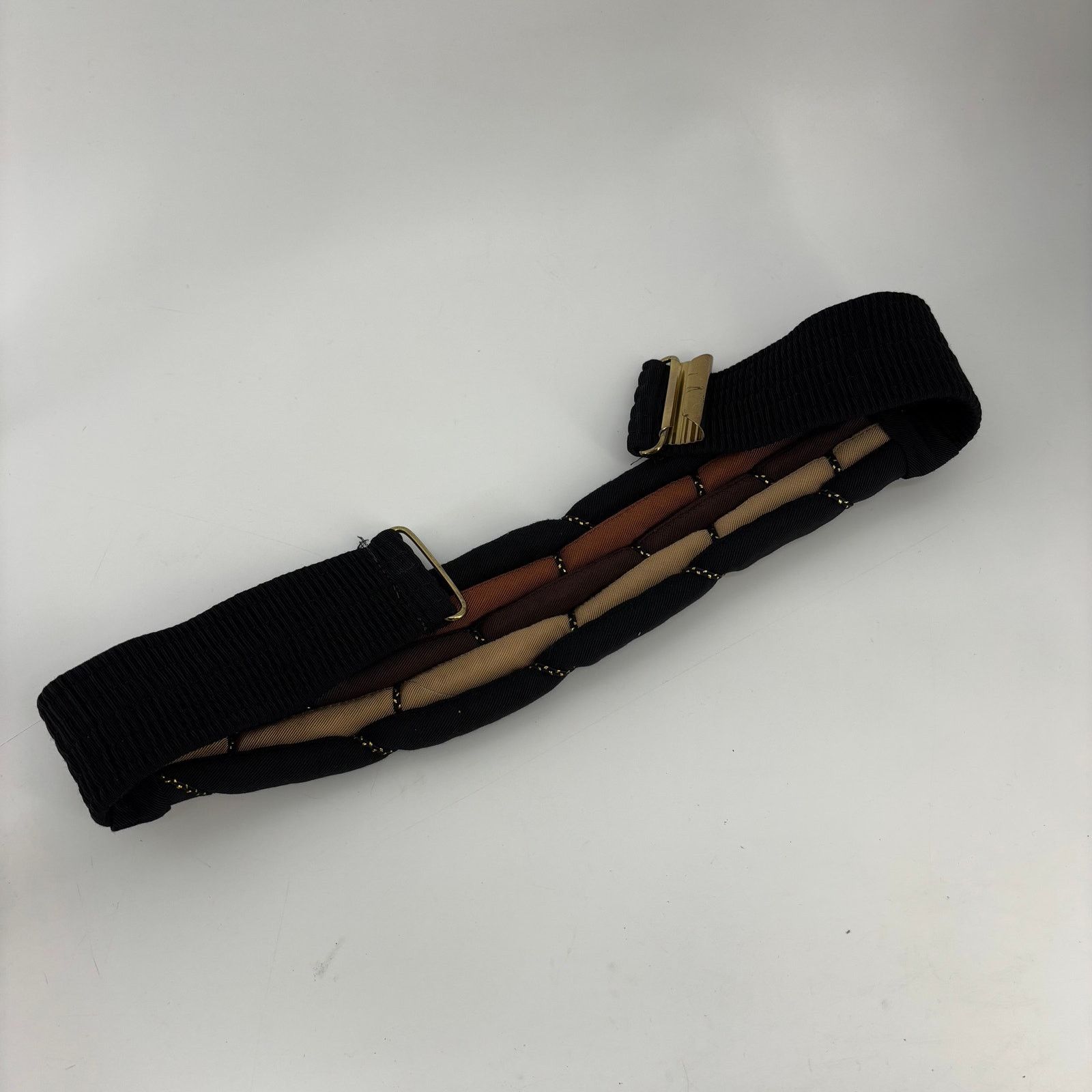 Other Vtg Cummerbund Belt Women's Puffy Fabric Belt Brown Tan OS Size ONE SIZE - 6 Thumbnail