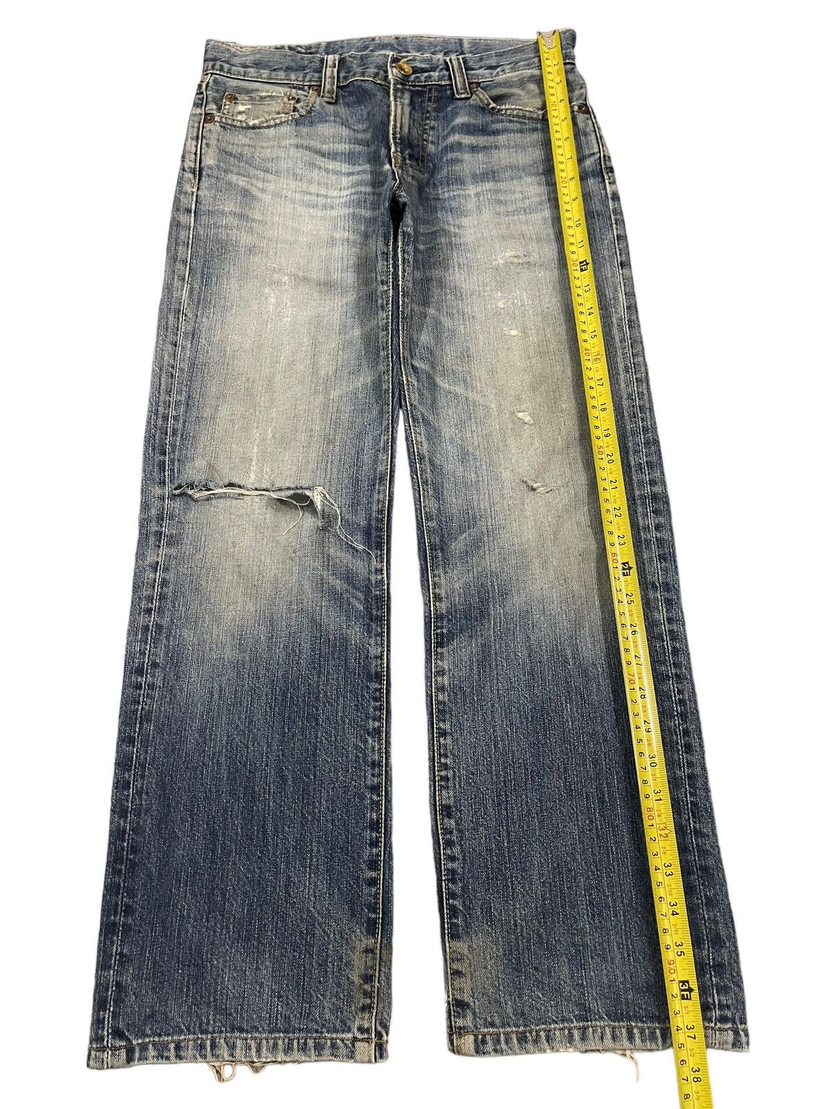 Uniqlo Vintage Japanese Uniqlo Blue Wash Distressed Style Jeans Size US 30 / EU 46 - 10 Thumbnail