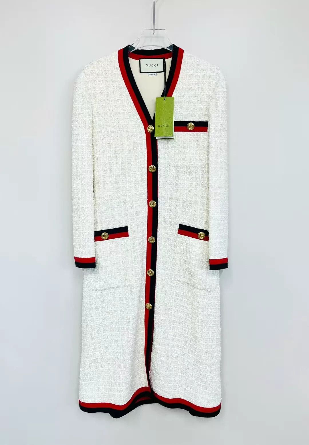 Gucci Gucci White Tweed A-Line Dress Cardigan Size S / US 4 / IT 40 - 1 Thumbnail