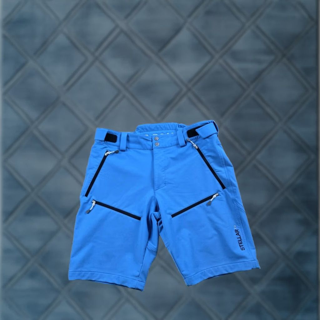Vintage Stellar Equipment Mens Large Blue Softshell Shorts Athletic Outdoor Hiking Nautical Nylon Polyester Spandex Pockets Stretch Size US 34 / EU 50 - 1 Thumbnail