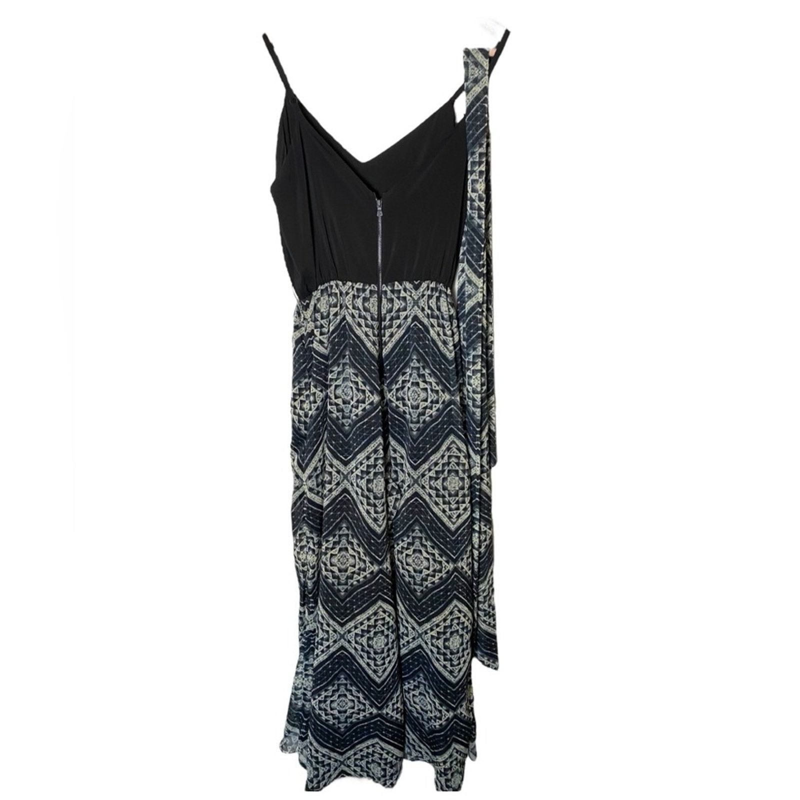 Alice + Olivia ALICE + OLIVIA Printed V-Neck Jumpsuit Black M Size 28" / US 6 / IT 42 - 2 Thumbnail