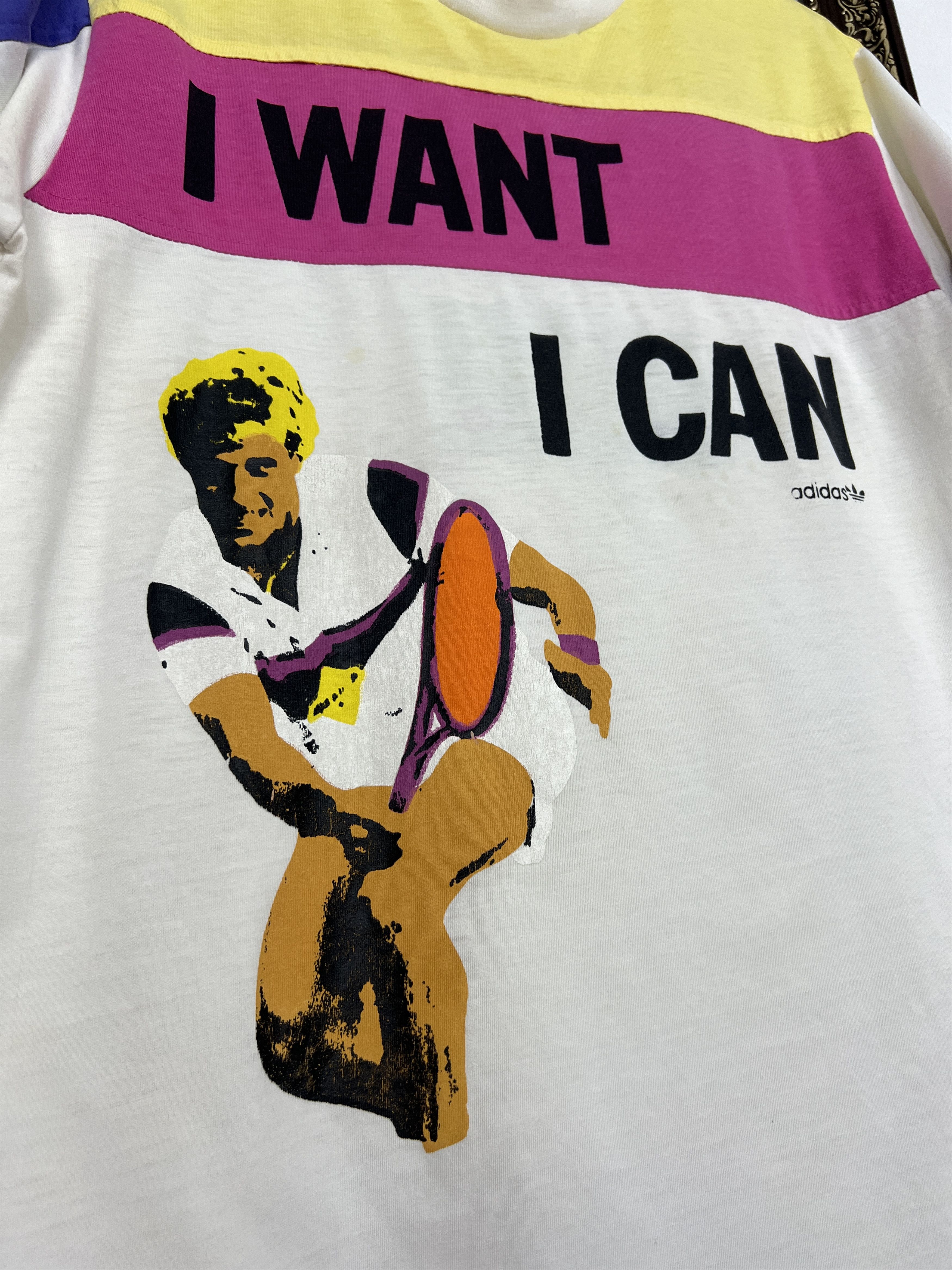 Adidas Vintage Edberg Lendl Agassi I want I Can Tennis Shirt Trikot Size US M / EU 48-50 / 2 - 3 Thumbnail