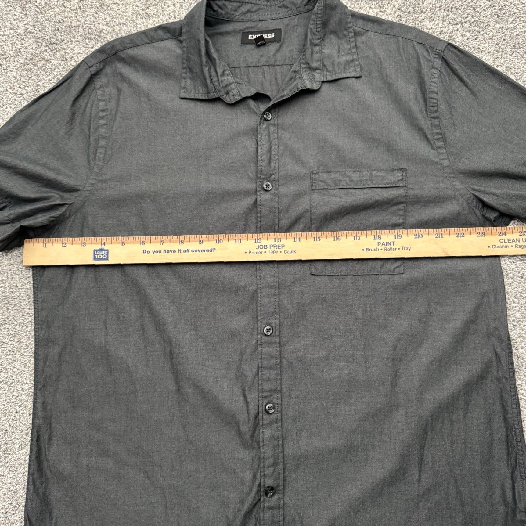 Express Express Shirt Men XL Button-Up 17 17.5 Minimalist Office Streetwear Modern Urban Gray Short Sleeve Collared 100% Cotton Size US XL / EU 56 / 4 - 6 Thumbnail