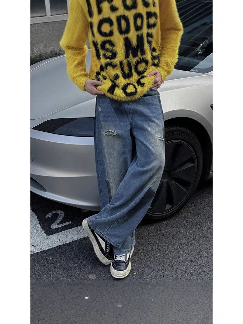Japanese Brand × Jean Retro loose splashed ink ripped jeans Size US 32 / EU 48 - 3 Thumbnail