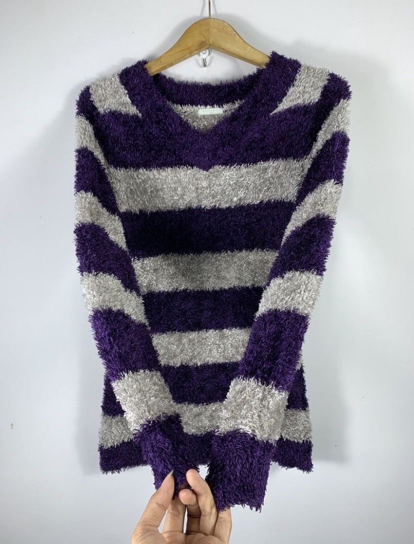 Japanese Brand Japanese Mohair Grunge Stripe Purpel Kurt Cobain Style Size US M / EU 48-50 / 2 - 3 Thumbnail
