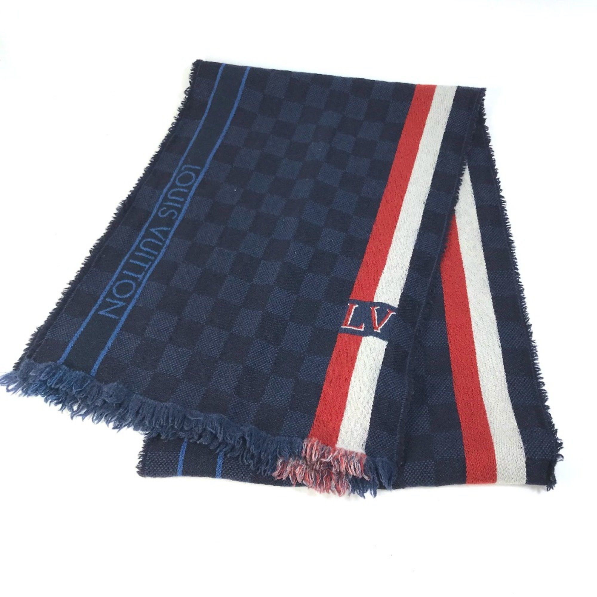Louis Vuitton Louis Vuitton M70338 fringe Scarf Navy Red Size ONE SIZE - 1 Thumbnail