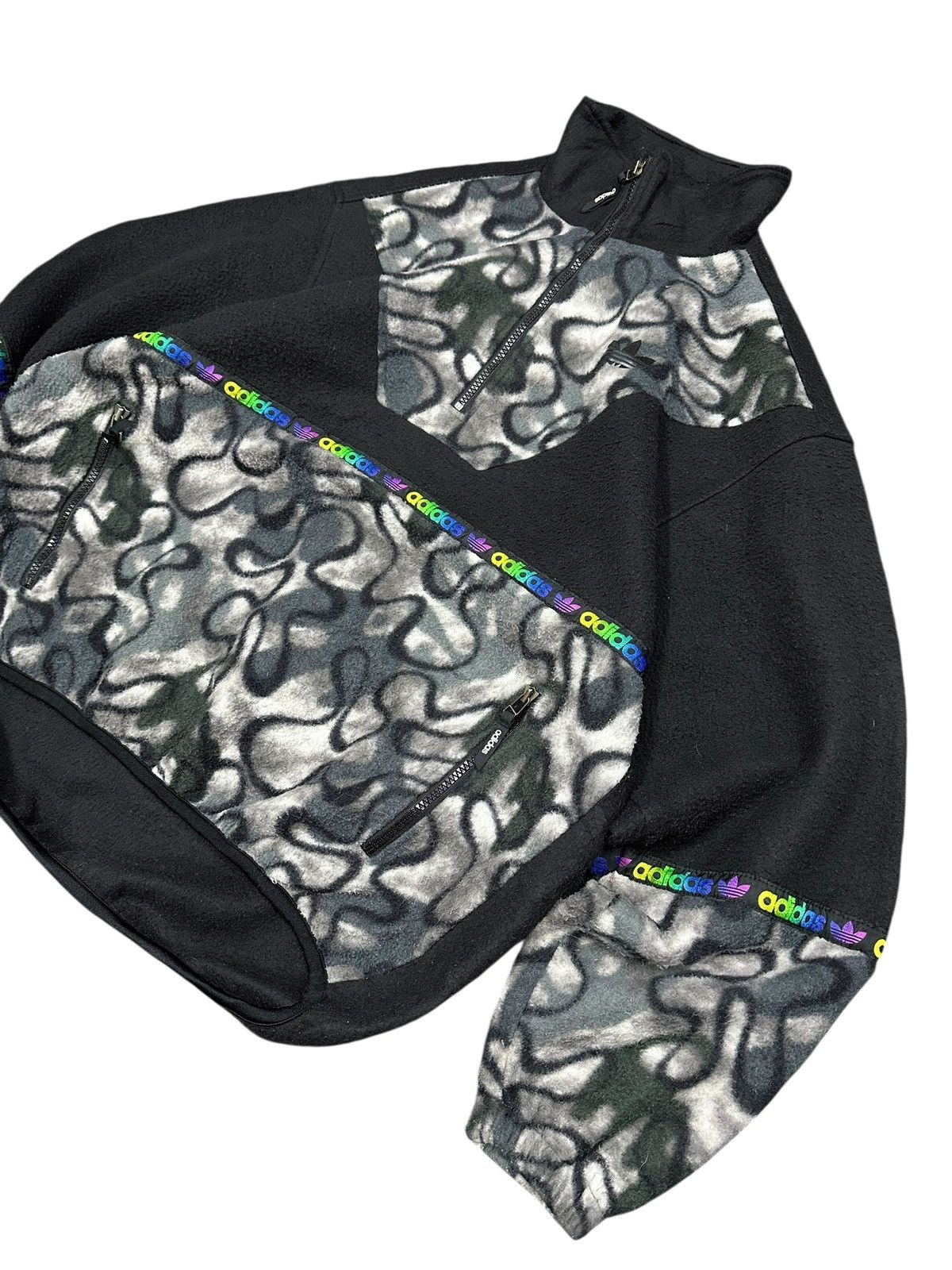 Adidas Vintage 90s Adidas Fleece Sweatshirt Multicolour Size US L / EU 52-54 / 3 - 2 Thumbnail