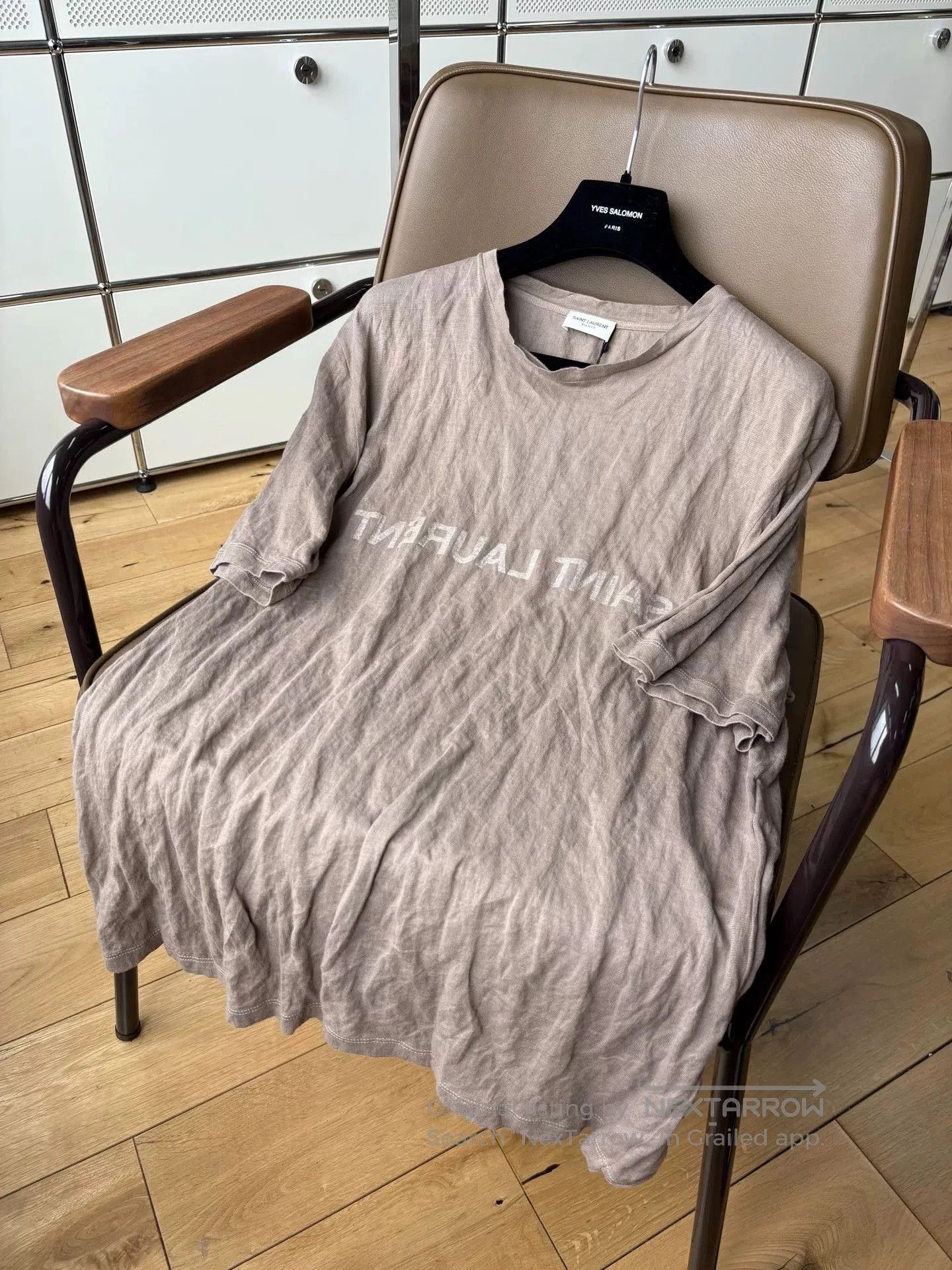 Saint Laurent Paris Saint Laurent Brown Crinkled T-shirt. Size US M / EU 48-50 / 2 - 8 Thumbnail