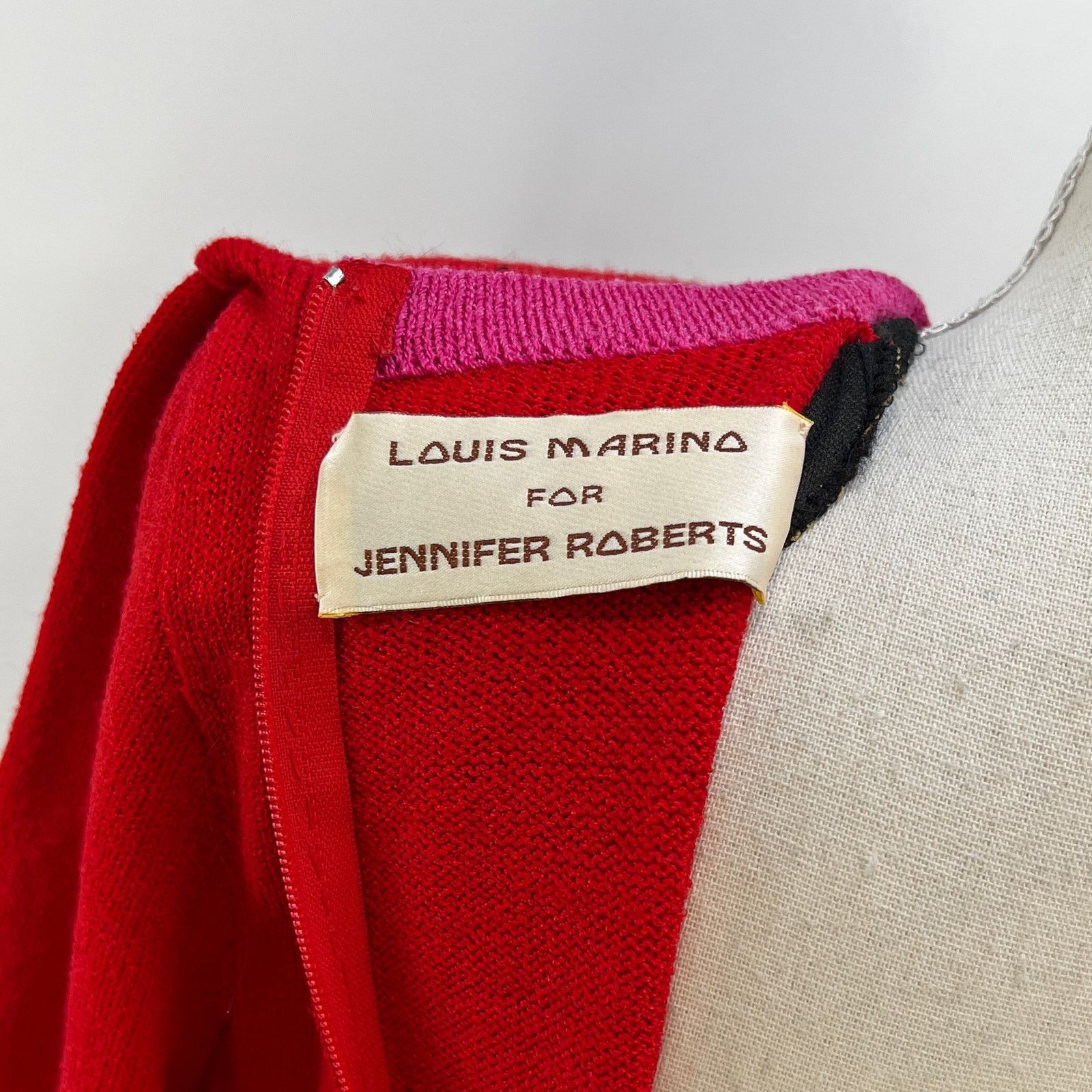 Vintage Vintage Wool Dress Red Knit Long Sleeves by Louis Marino Size M / US 6-8 / IT 42-44 - 4 Thumbnail