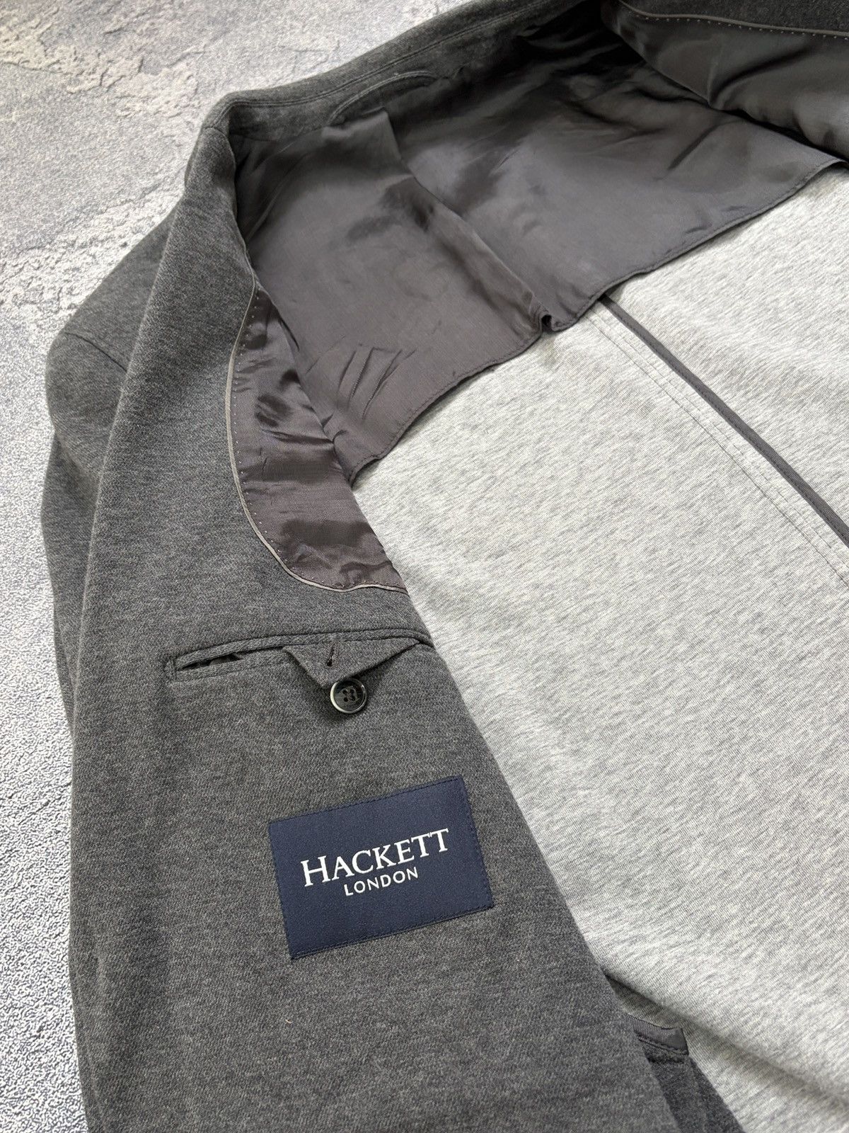 Hackett Hackett London Grey Cotton Blend Knit Sport Coat XL Size 44R - 5 Thumbnail