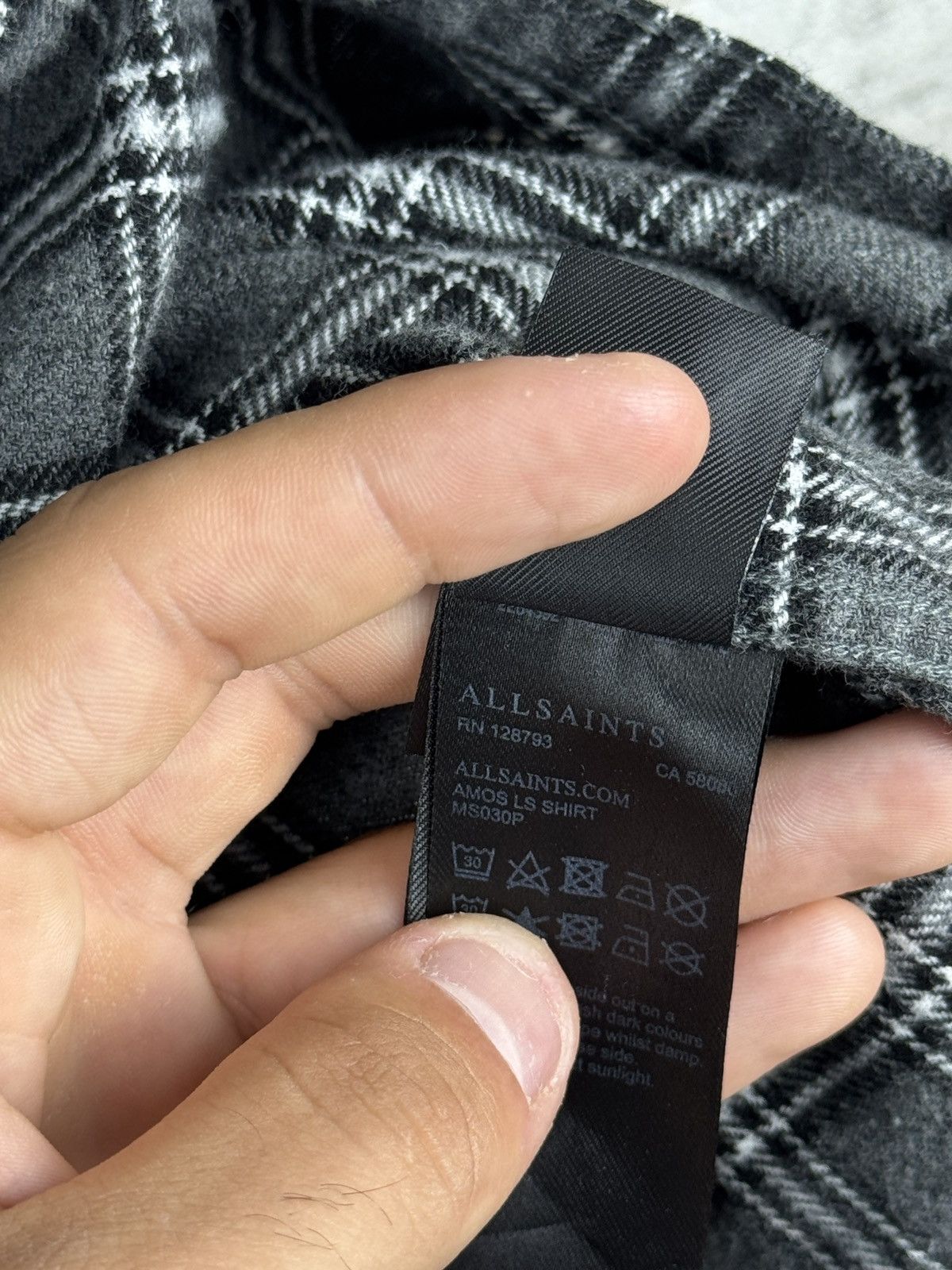 Allsaints Mens Vintage AllSaints AMOS LS SHIRT button up flannel grey Size US S / EU 44-46 / 1 - 9 Thumbnail