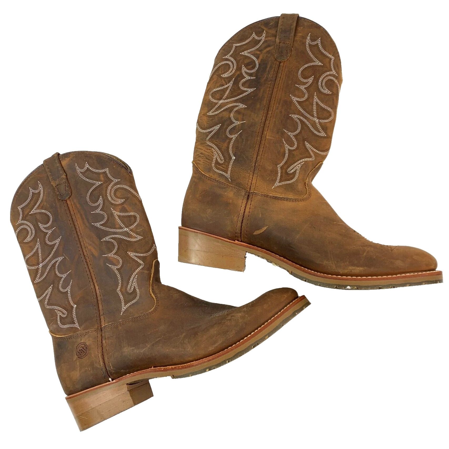 Doublet Double H Boots DH1552 Pull-On Boots Mens 16 D Brown Leather Western Cowboy Outsole Leather Shaft 15" Vintage? Size US 15 / EU 48 - 5 Thumbnail