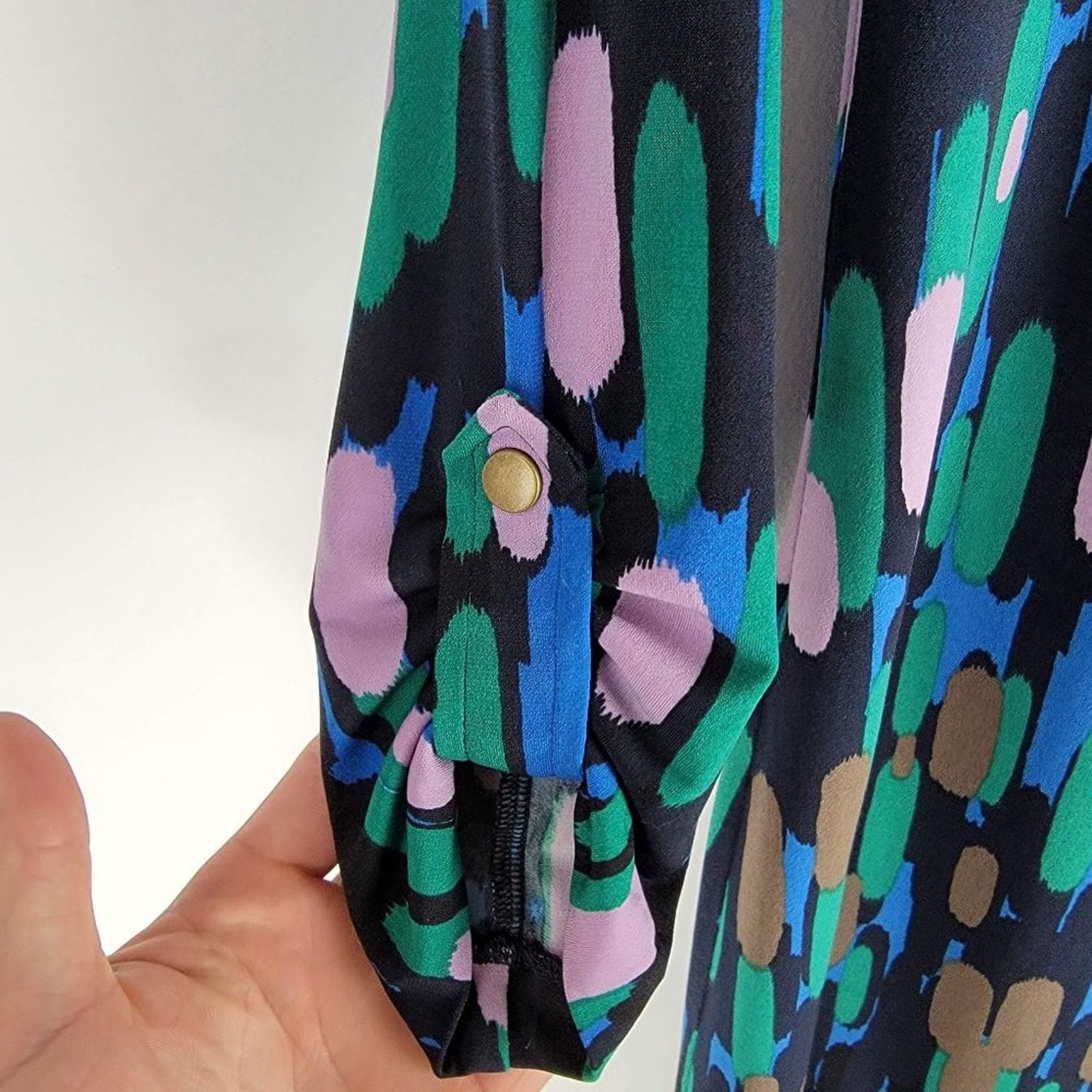 Tibi Tibi Abstract Printed Mini Dress Roll Tab Sleeves Crew Neck Size S / US 4 / IT 40 - 5 Thumbnail