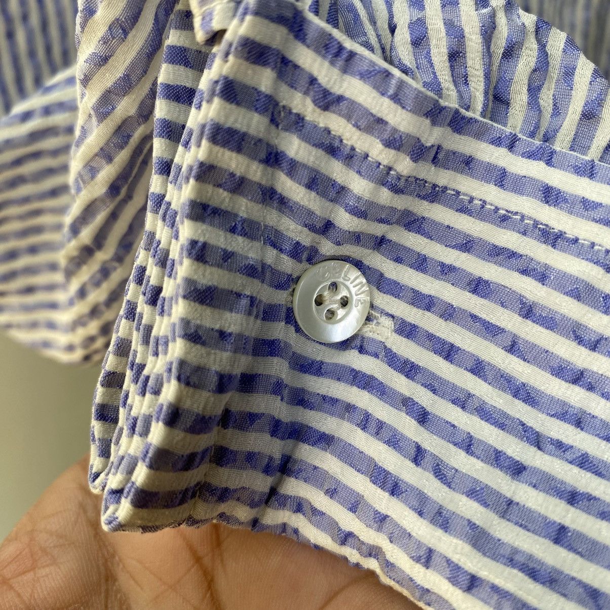 Celine CELINE Blue & White Striped Textured Blazer Shirt Size M / US 6-8 / IT 42-44 - 10 Thumbnail