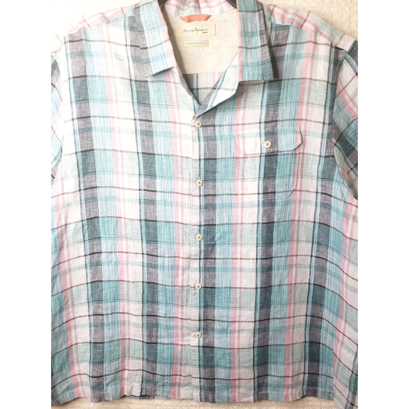 Tommy Bahama Tommy Bahama Shirt Mens 2XL 100% Linen Multicolor Plaid Short Sleeve Collared Relax XXL Size US XXL / EU 58 / 5 - 4 Thumbnail