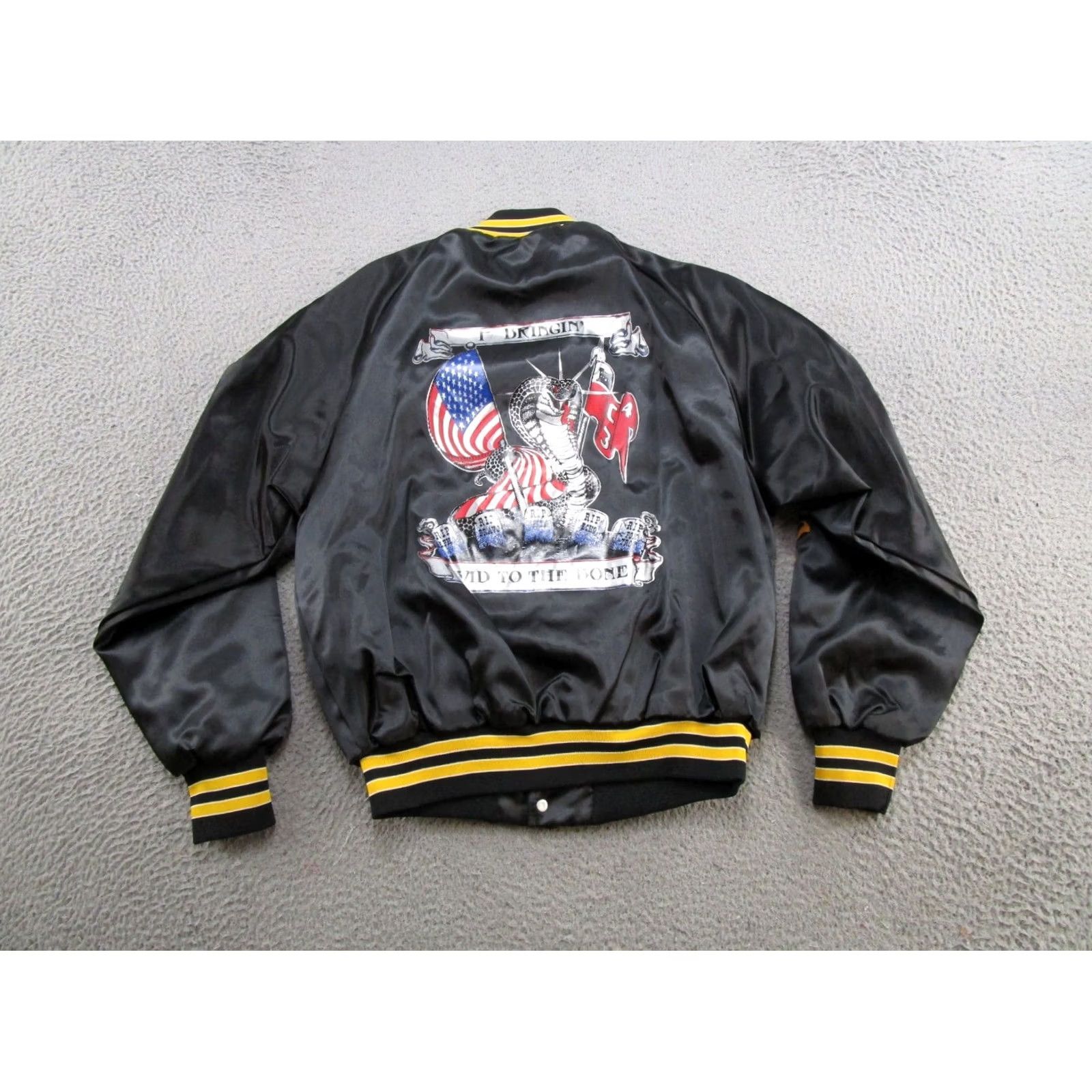 Vintage VINTAGE King Louie Bomber Jacket Men's S Satin 80s Skull Army Black Nylon Satin Coat Casual Military Style Bomber Mens Uk 80s Size US S / EU 44-46 / 1 - 5 Thumbnail