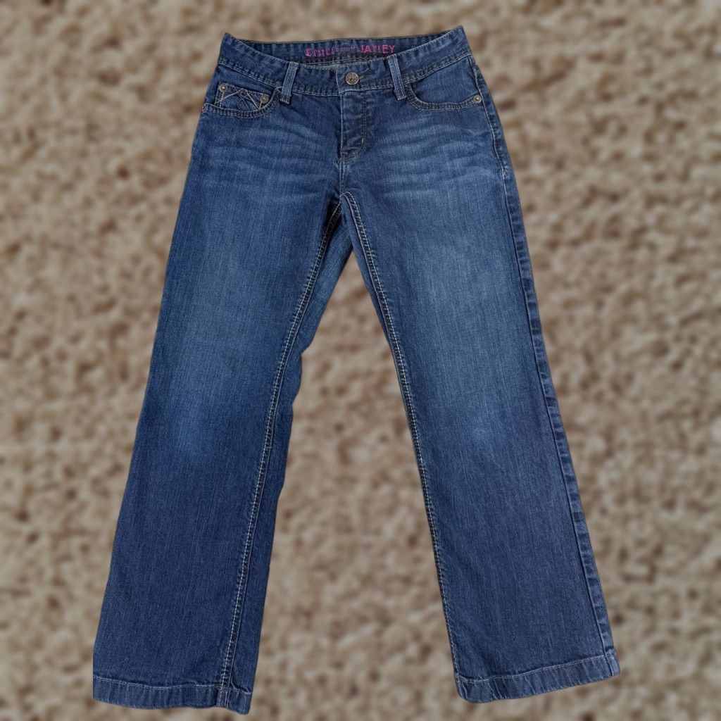 Cruel Girl Jeans Womens Bootcut Denim Blue 27x28 5-Pocket Embroidered Stretch Regular Inseam 28 Closure Zip