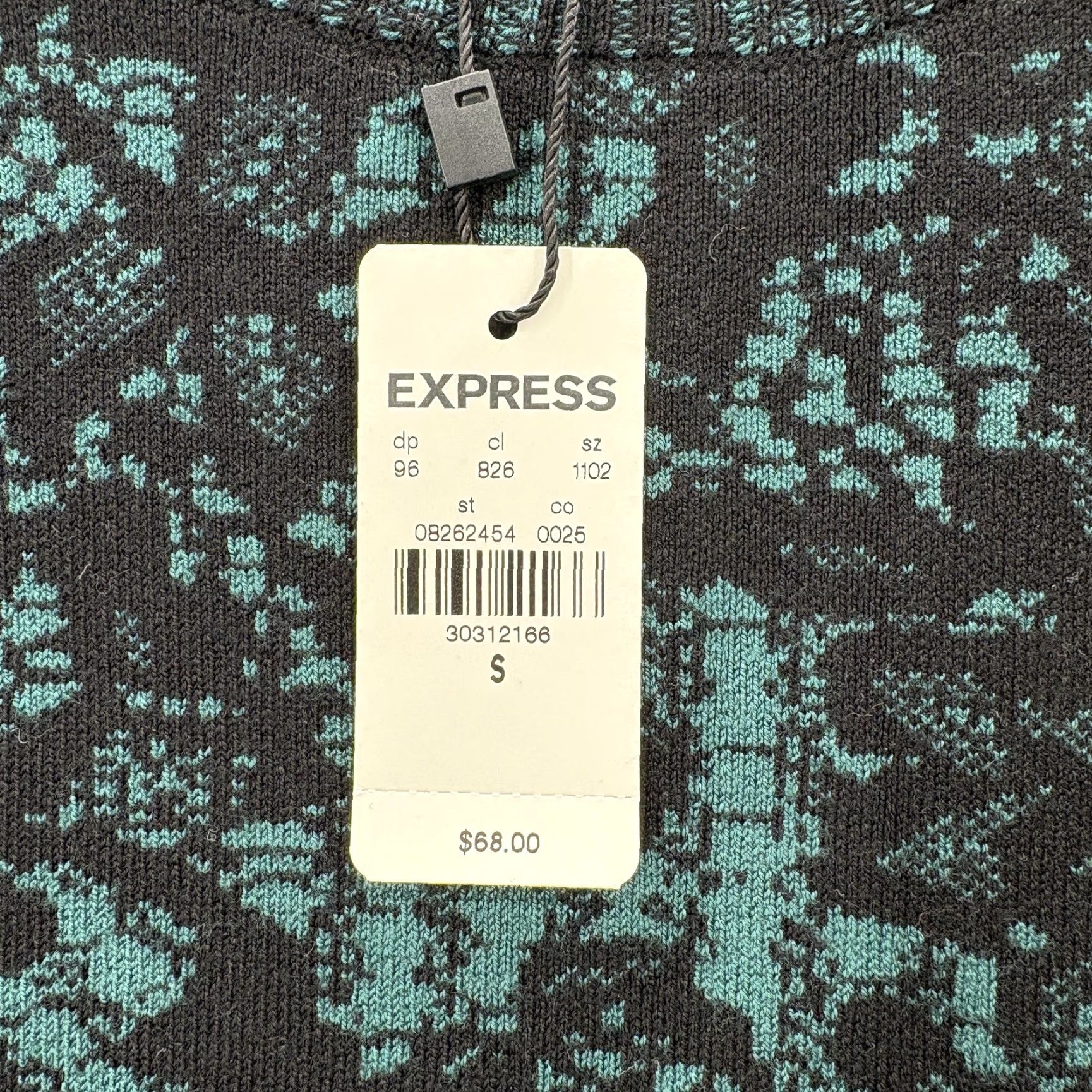 Express Express Sweater Womens Small Green Black Floral Knit Crew Neck Long Sleeve NWT Size S / US 4 / IT 40 - 5 Thumbnail