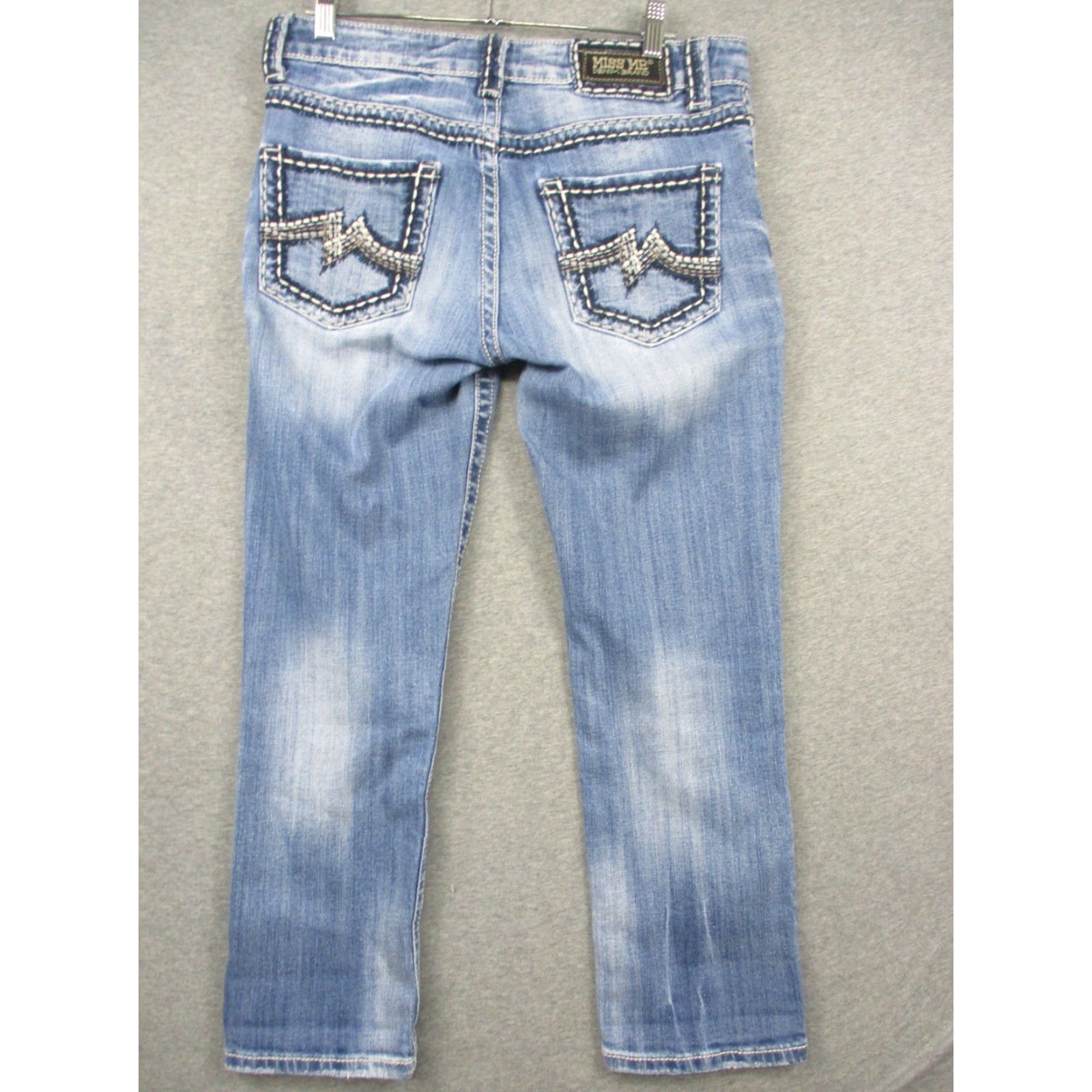 Miss Me Miss Me Jeans Women 27 Boyfriend Rhinestone Capri Denim Blue Regular 27in Inseam Jeans Womens Size 27" / US 4 / IT 40 - 3 Thumbnail