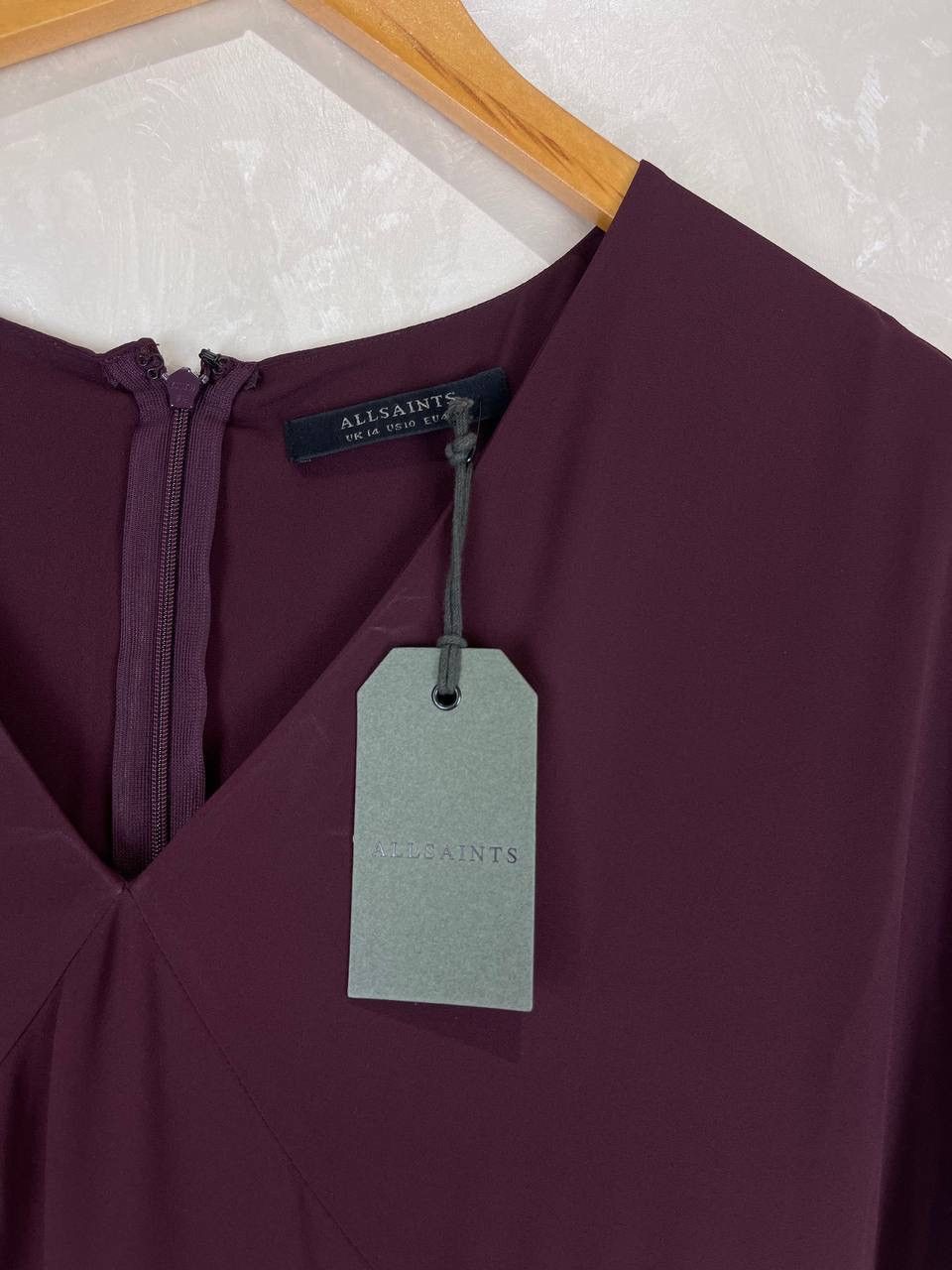 Allsaints AllSaints Marley Dress Bordeaux Size UK14 EU42 Viscose New Size L / US 10 / IT 46 - 2 Thumbnail